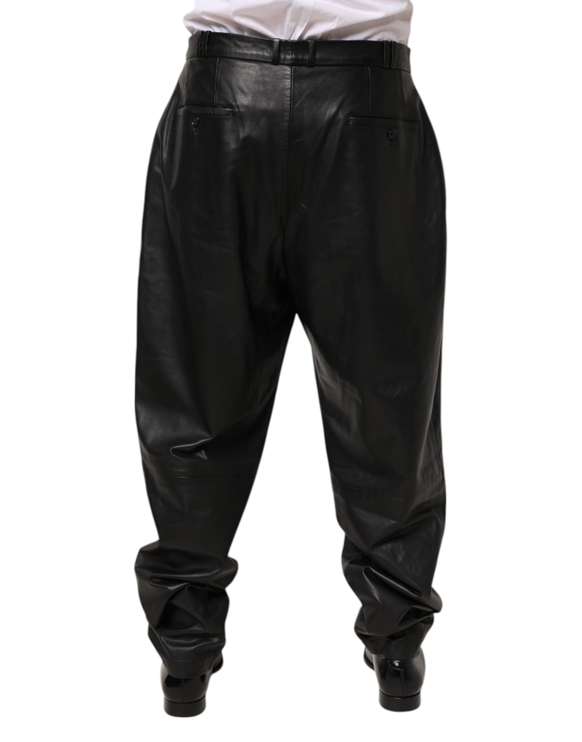Dolce & Gabbana Black Lamb Leather Trousers Men Pants