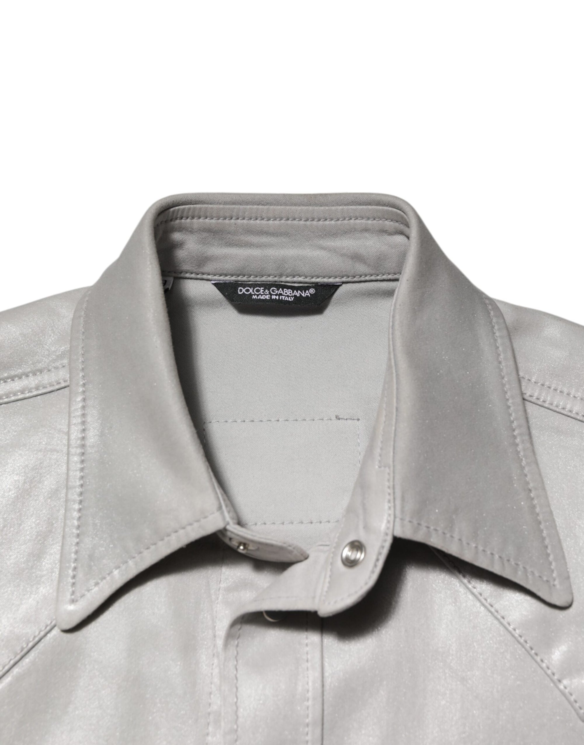 Dolce & Gabbana Metallic Gray Cotton Button Down Men Shirt