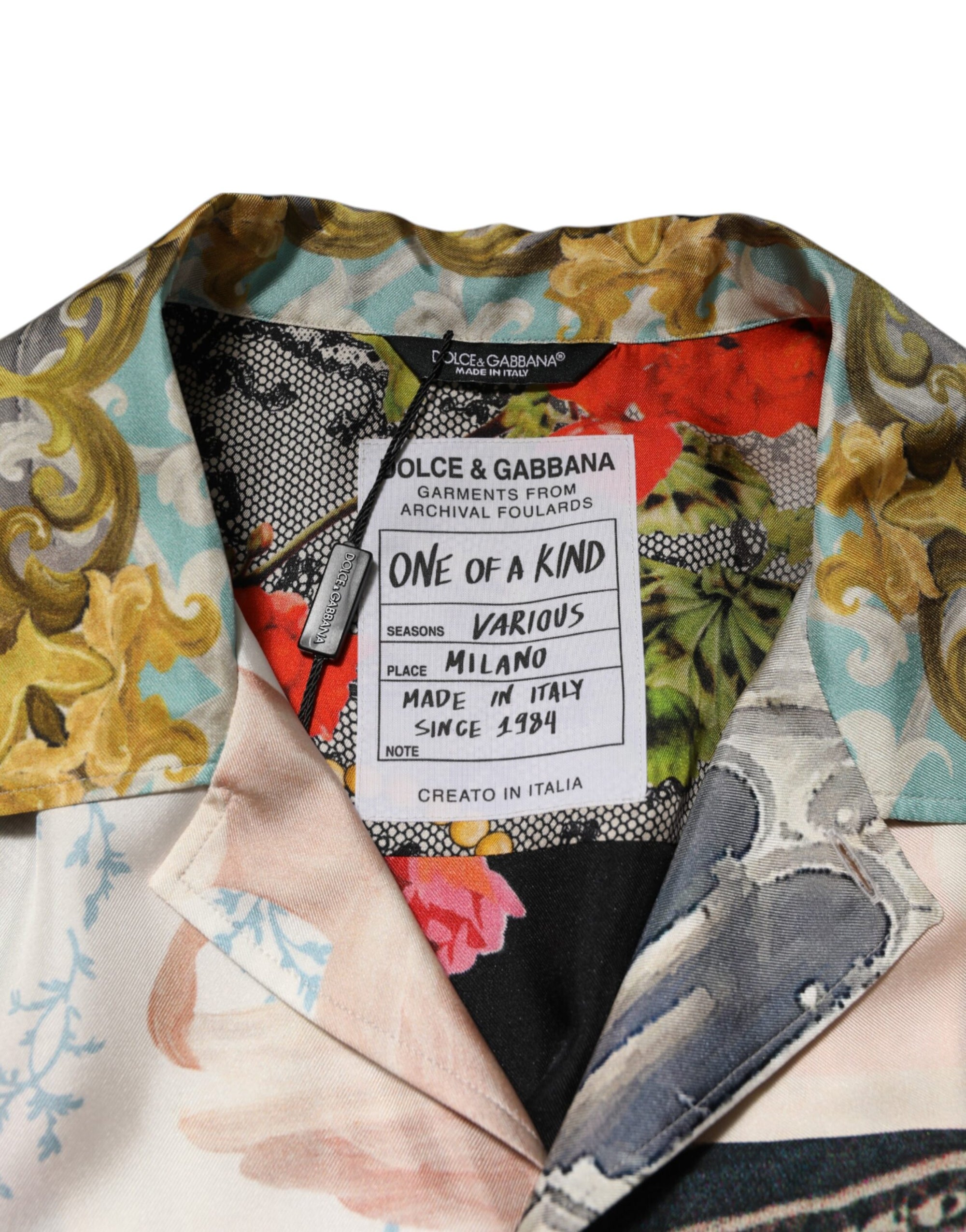 Dolce & Gabbana Multicolor Silk Opera Print Men Casual Shirt