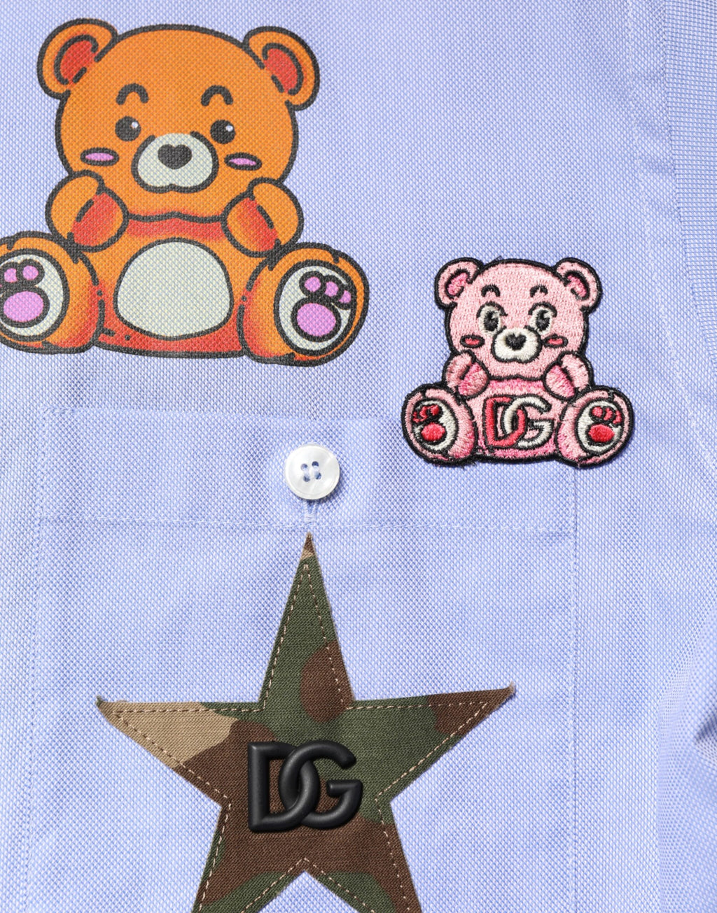 Dolce & Gabbana Light Blue Cotton Teddy Bear Long Sleeve Shirt