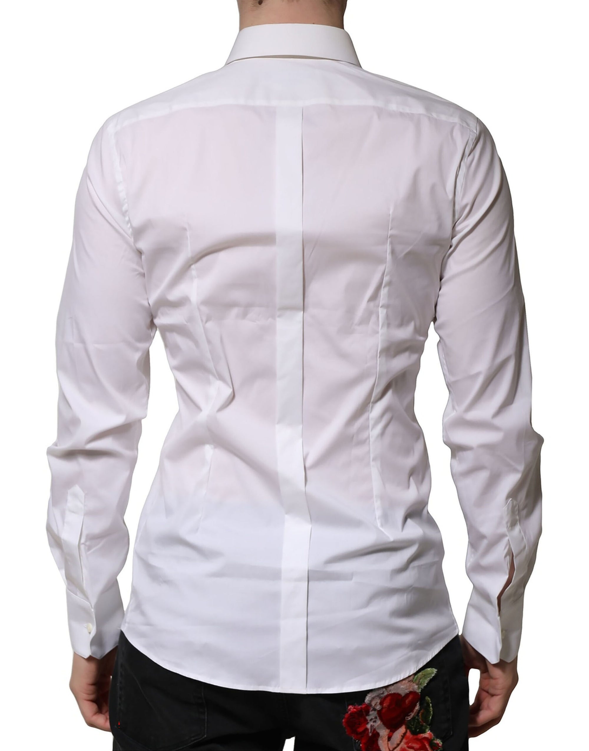 Dolce & Gabbana White Cotton GOLD Long Sleeves Formal Shirt