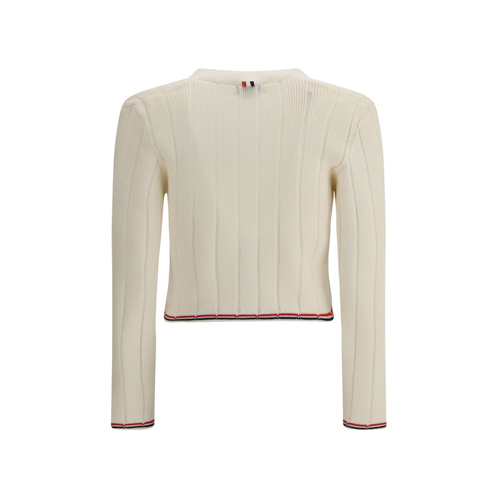 Thom Browne Ladder Full Needle Rib Stitch V Neck Car
