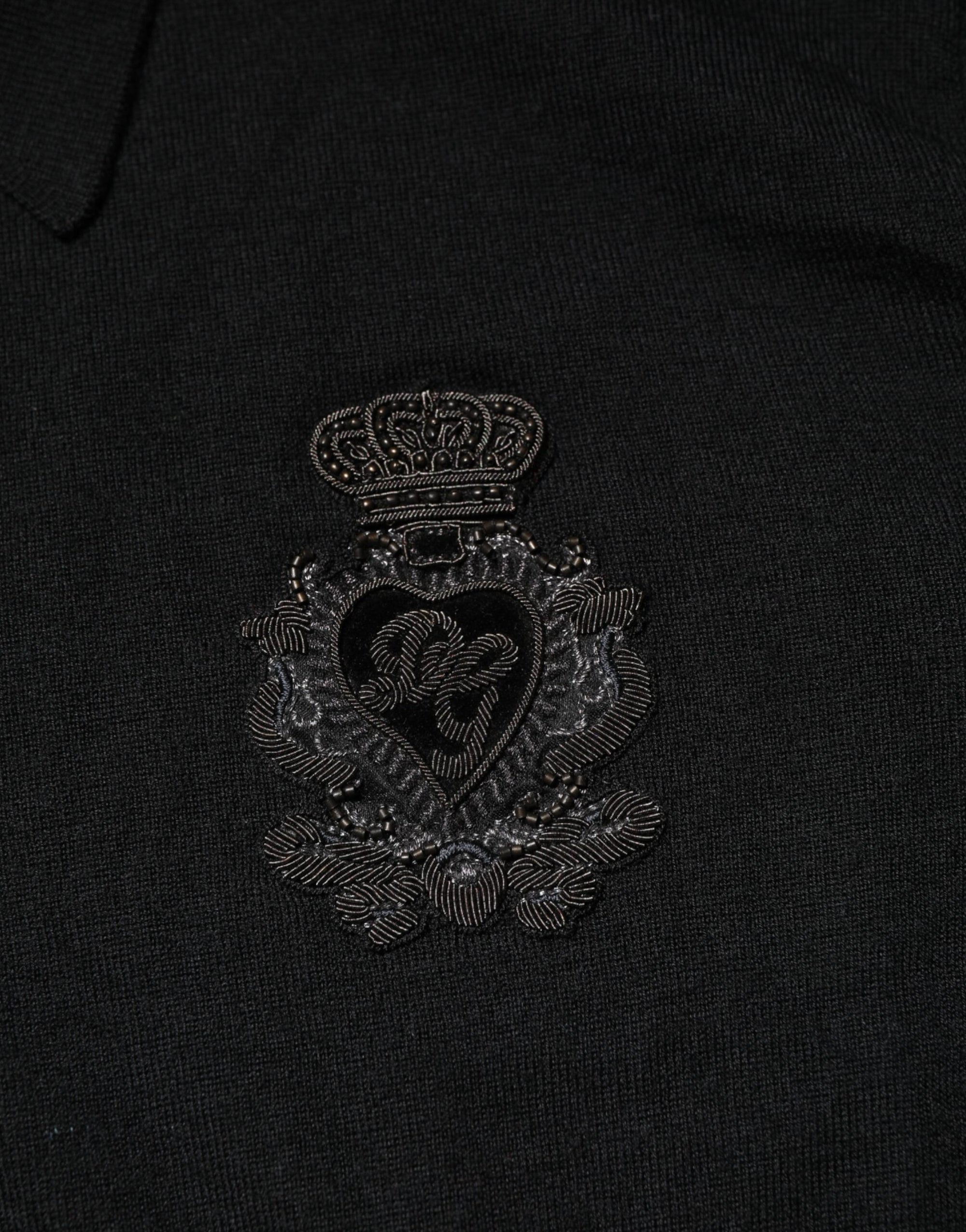 Dolce & Gabbana Black Cashmere Polo Men Longsleeves Sweater