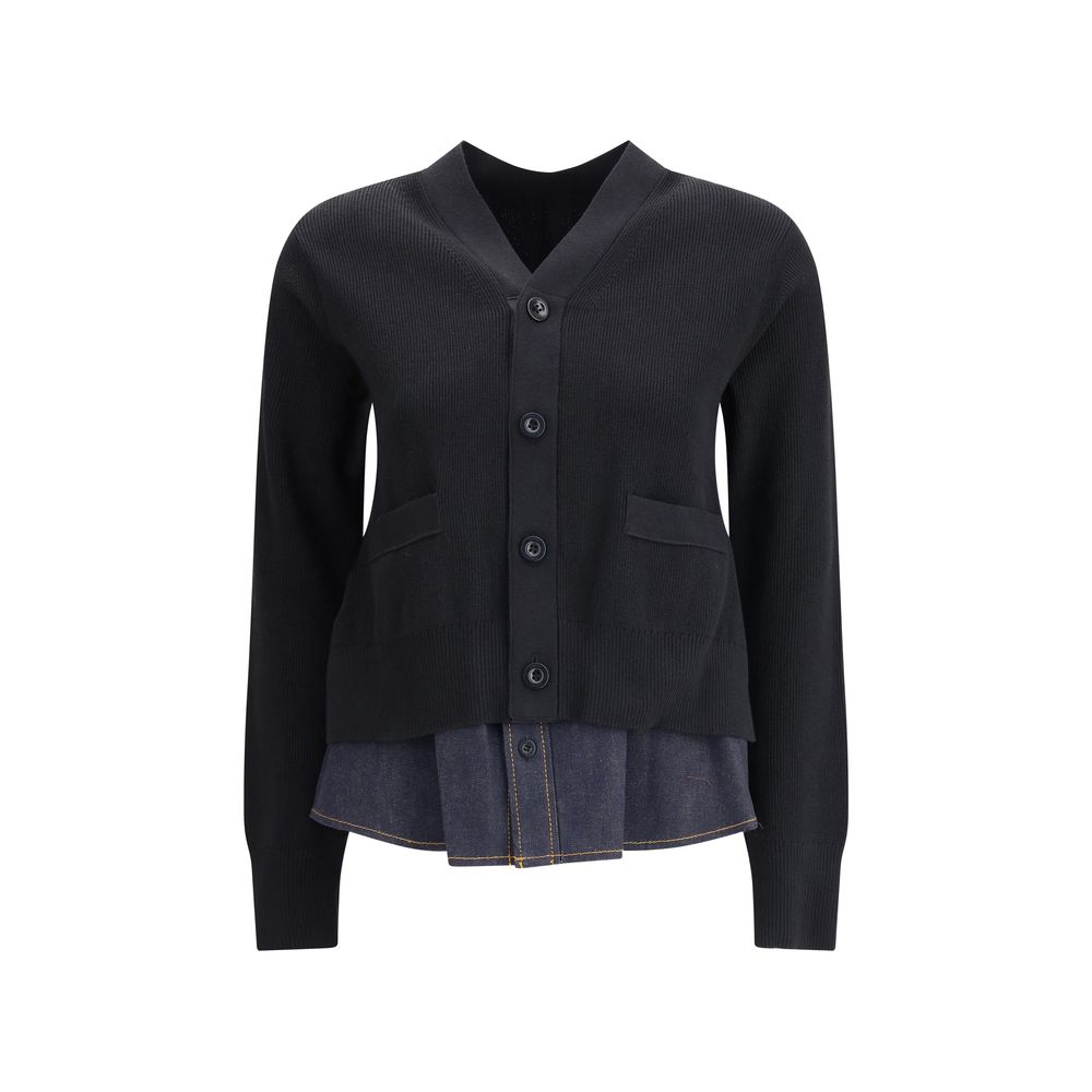Sacai Cardigan with denim panel