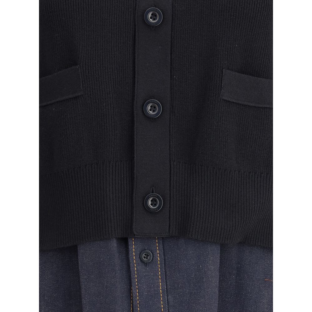 Sacai Cardigan with denim panel