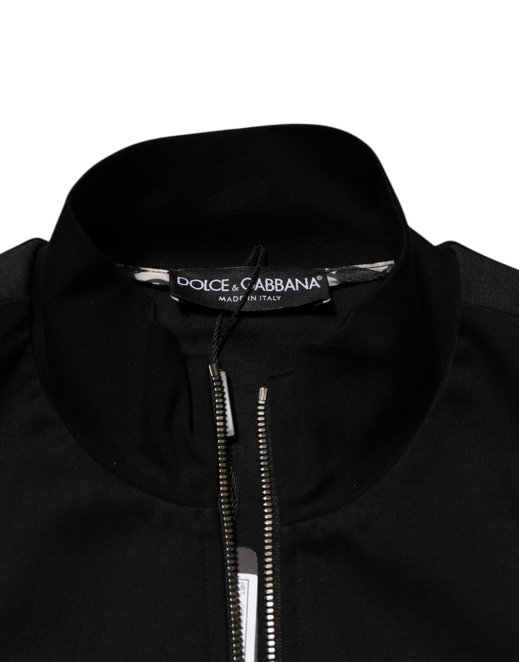 Dolce & Gabbana Black Cotton Logo Full Zip Men Bomber Jacket