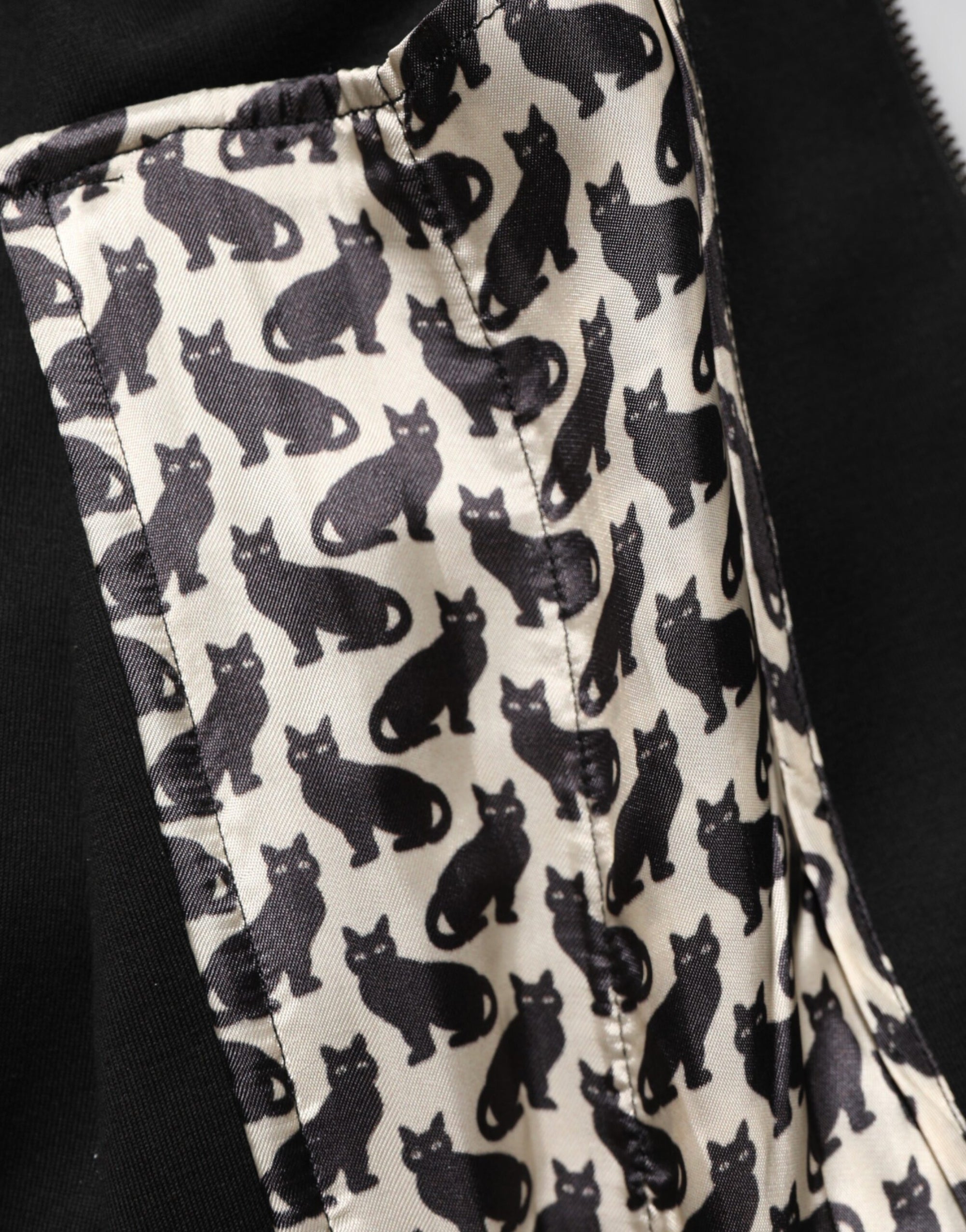 Dolce & Gabbana Black Cotton Logo Full Zip Men Bomber Jacket