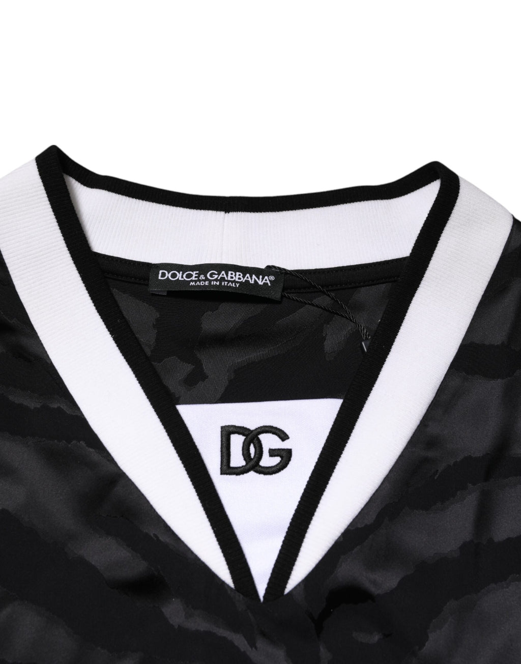 Dolce & Gabbana White Black Polyester DG Logo Mesh Jersey T-shirt