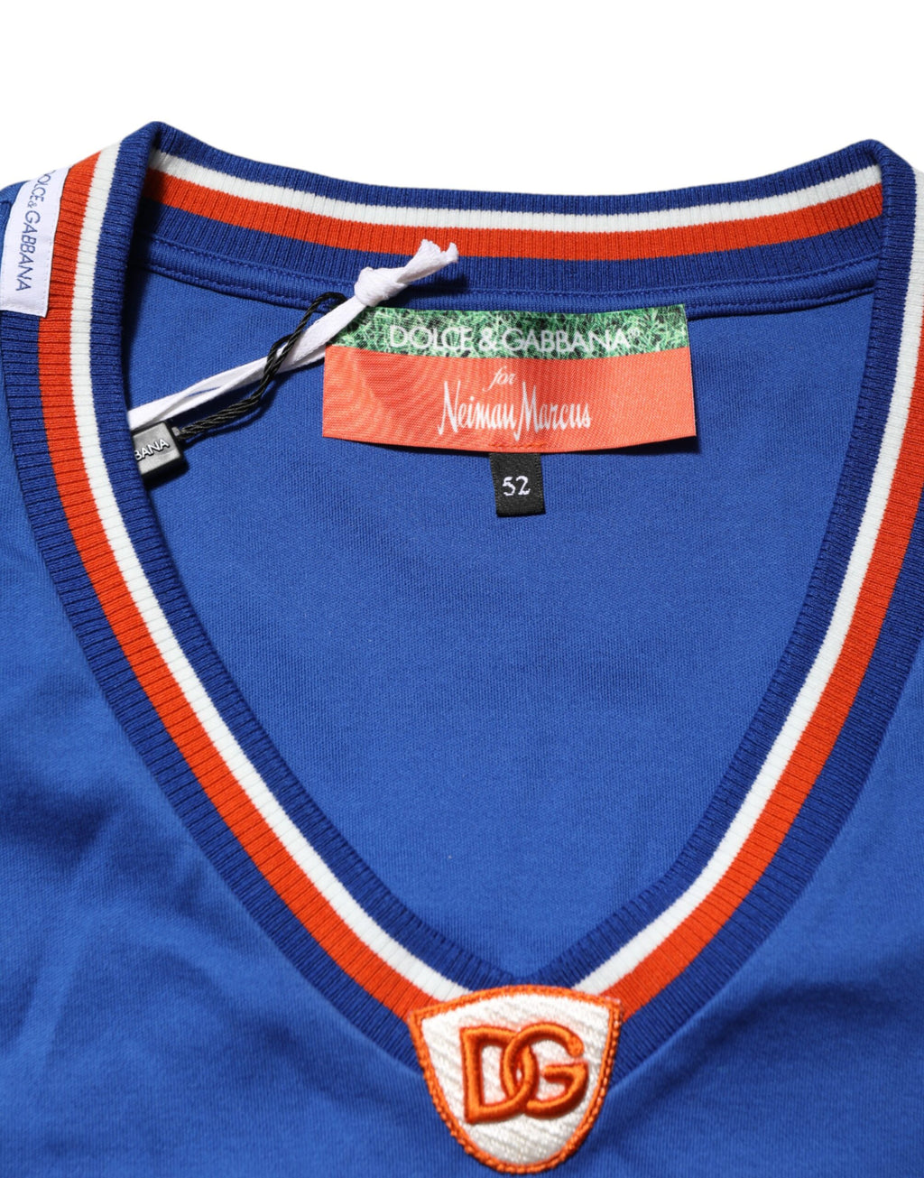 Dolce & Gabbana Blue Cotton DG Logo Mesh Jersey T-shirt