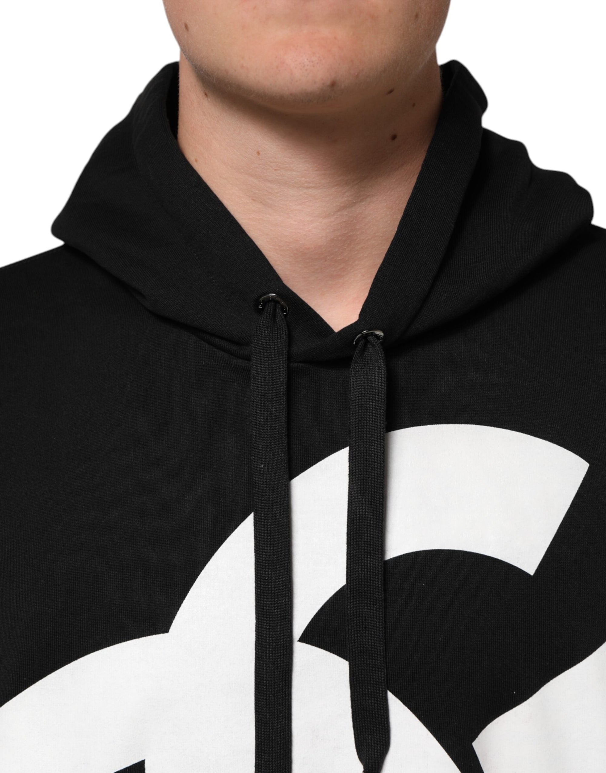 Dolce & Gabbana Black Cotton DG Logo Pullover Hoodie Sweater