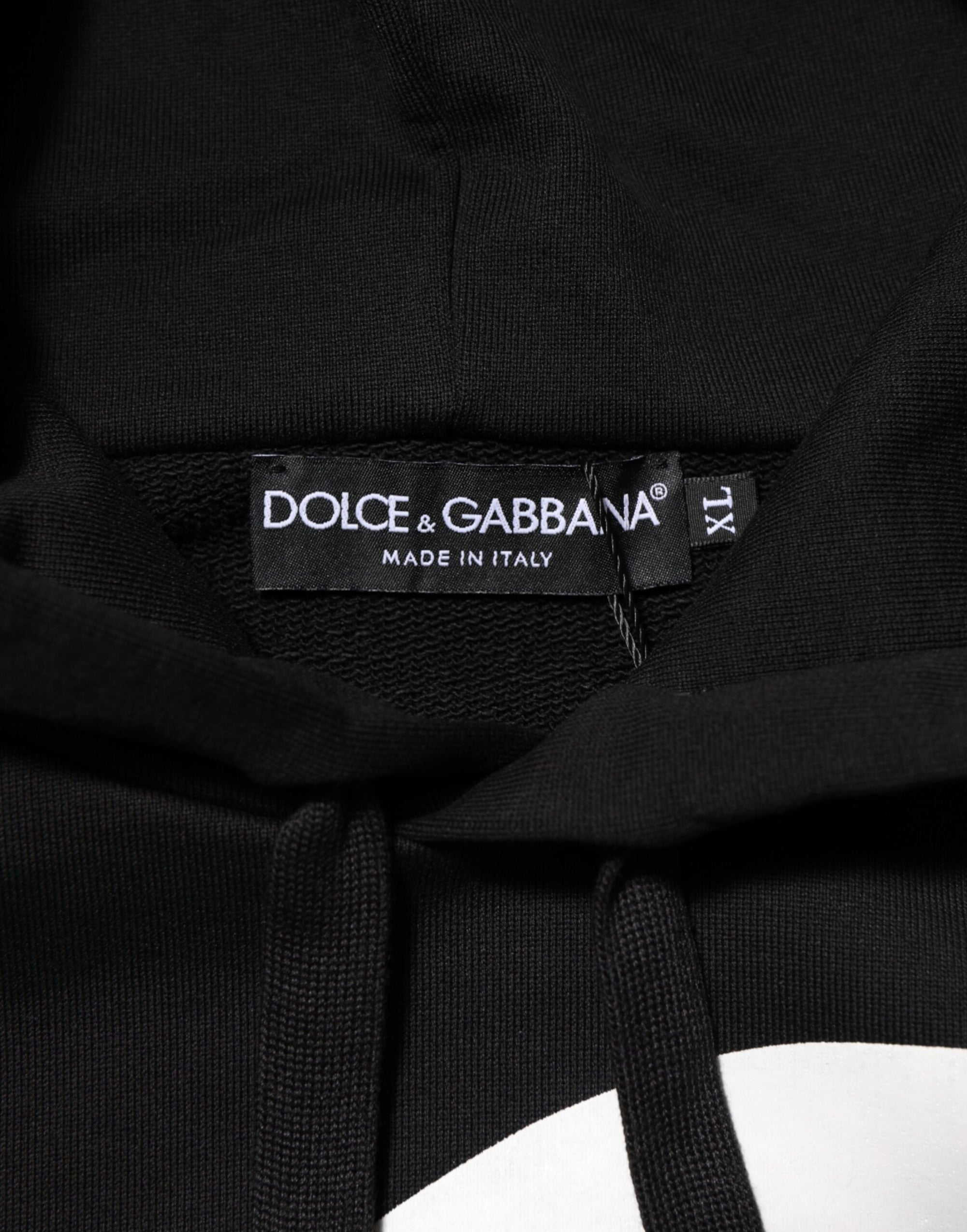 Dolce & Gabbana Black Cotton DG Logo Pullover Hoodie Sweater