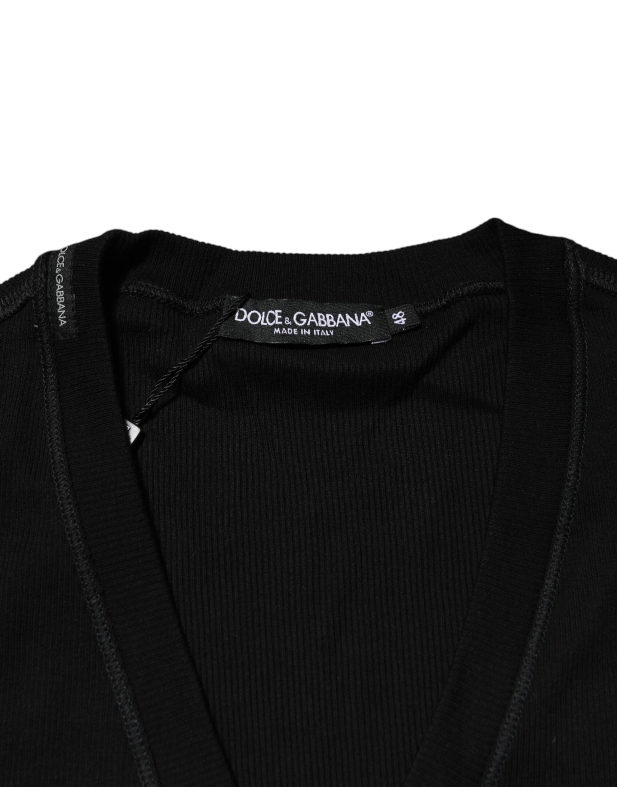Dolce & Gabbana Black Cotton Button Up Men Cardigan Sweater