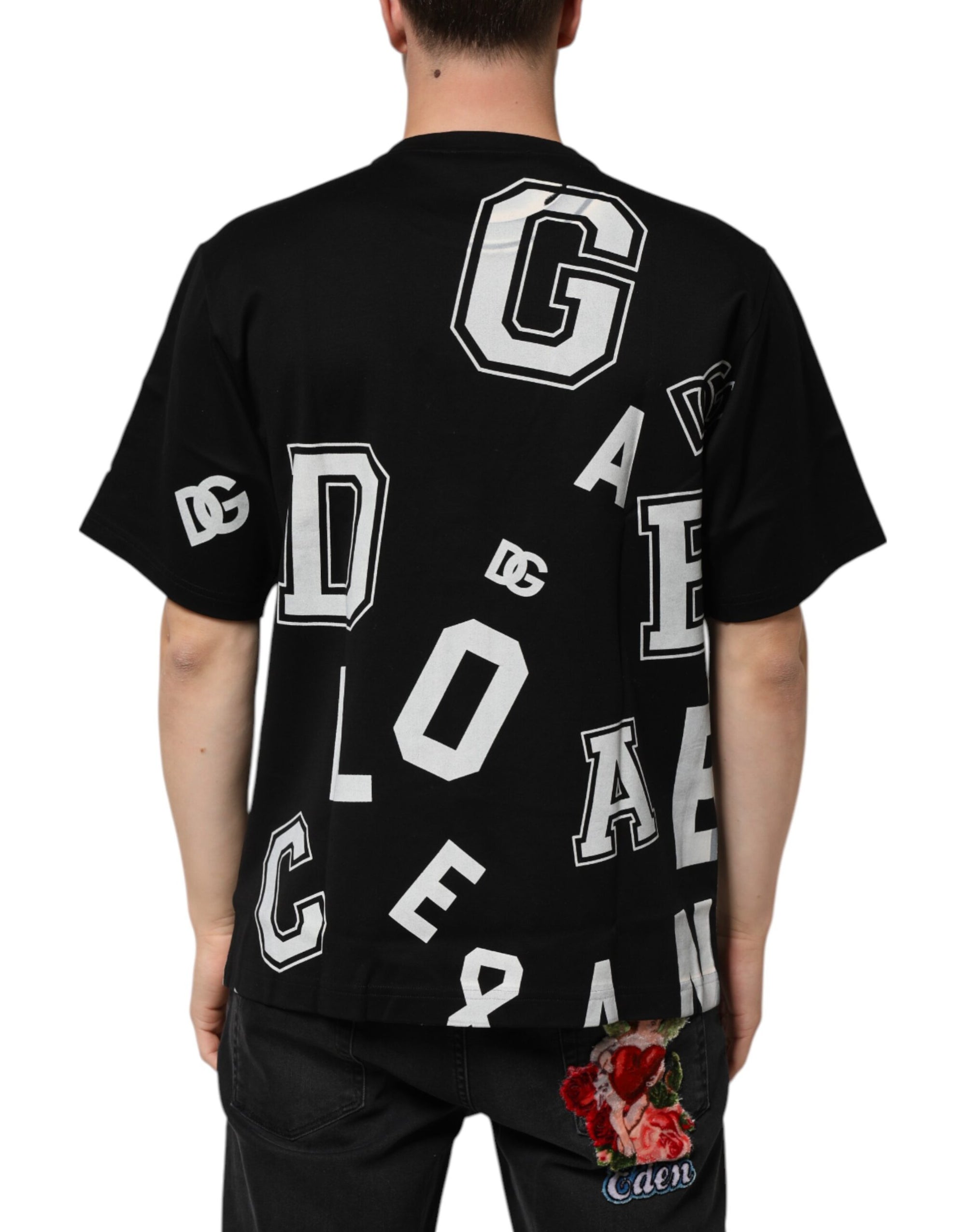 Dolce & Gabbana Black Cotton Letter Logo Short Sleeve T-shirt