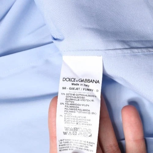 Dolce & Gabbana Light Blue Cotton GOLD Dress Formal Shirt