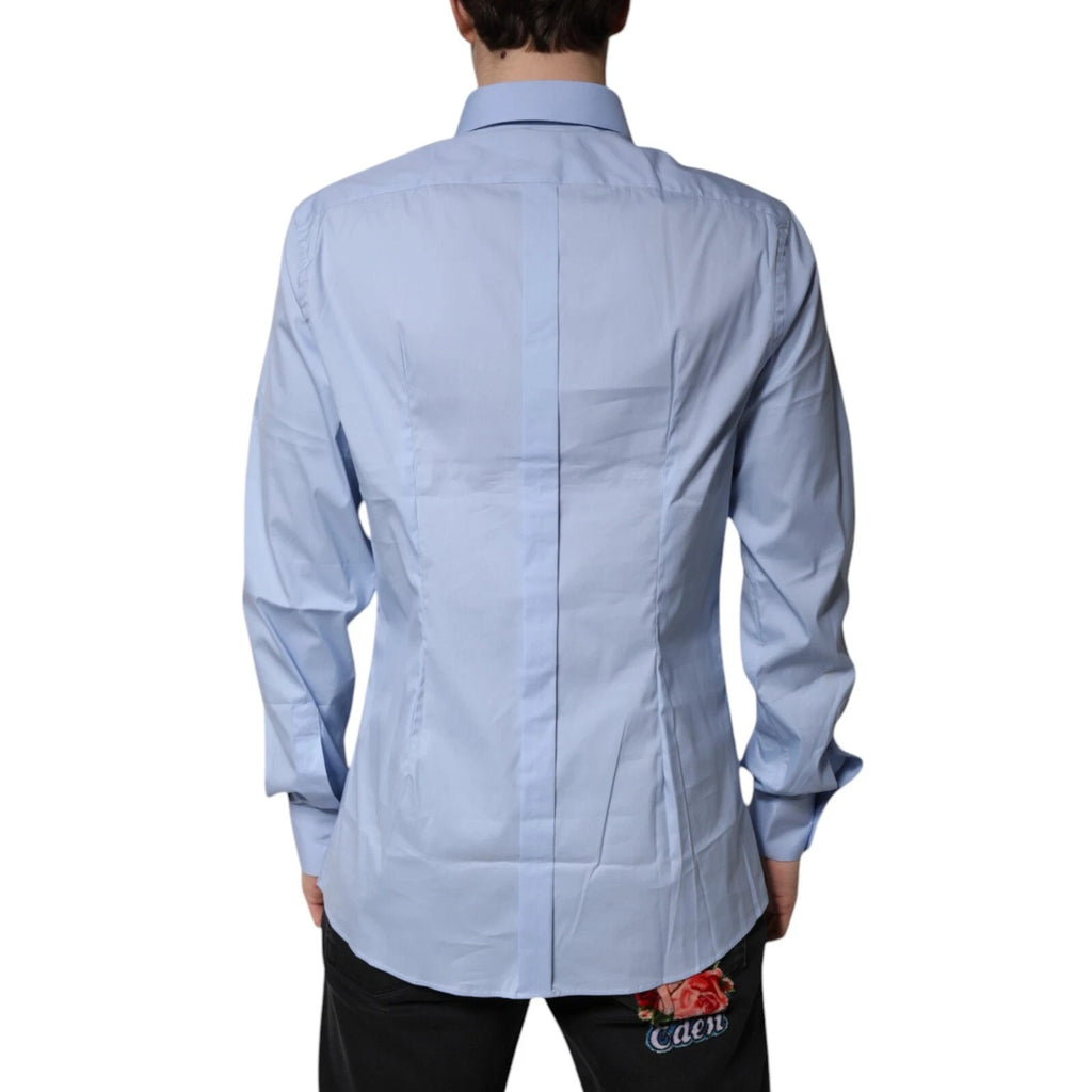 Dolce & Gabbana Light Blue Cotton GOLD Dress Formal Shirt