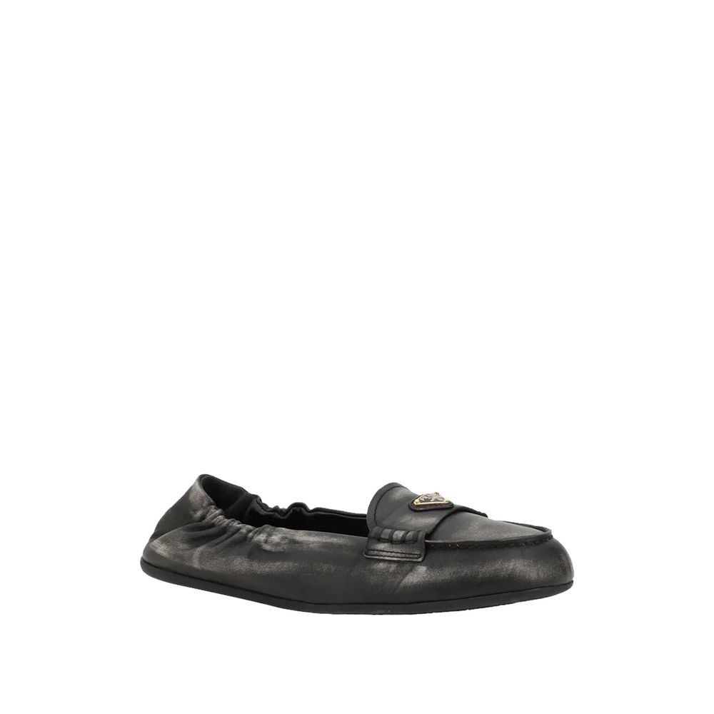 Prada Vintage-effect Leather Loafers