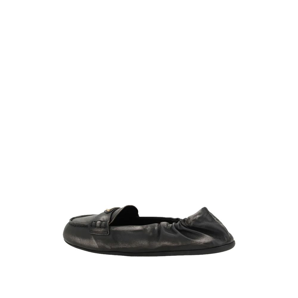 Prada Vintage-effect Leather Loafers