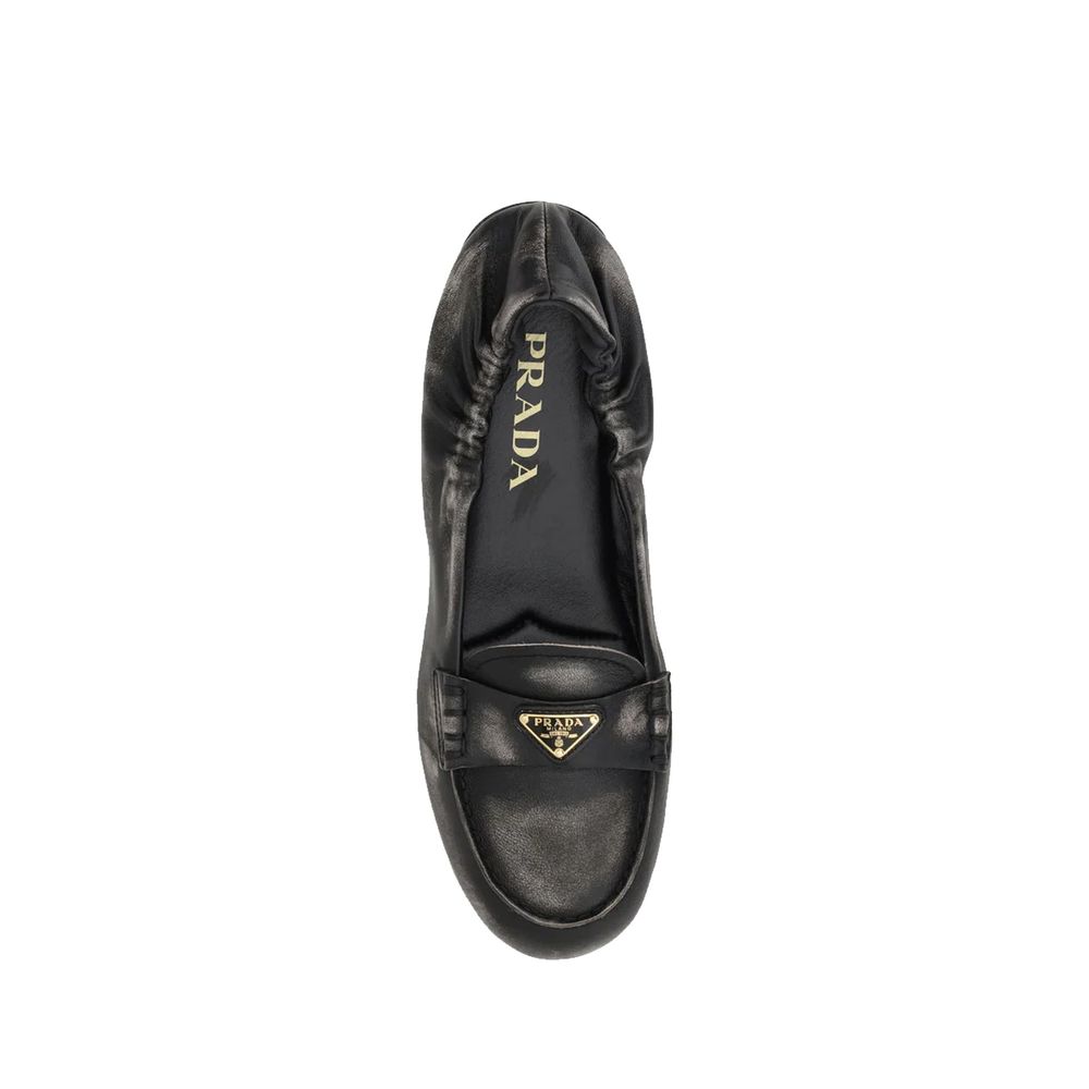 Prada Vintage-effect Leather Loafers