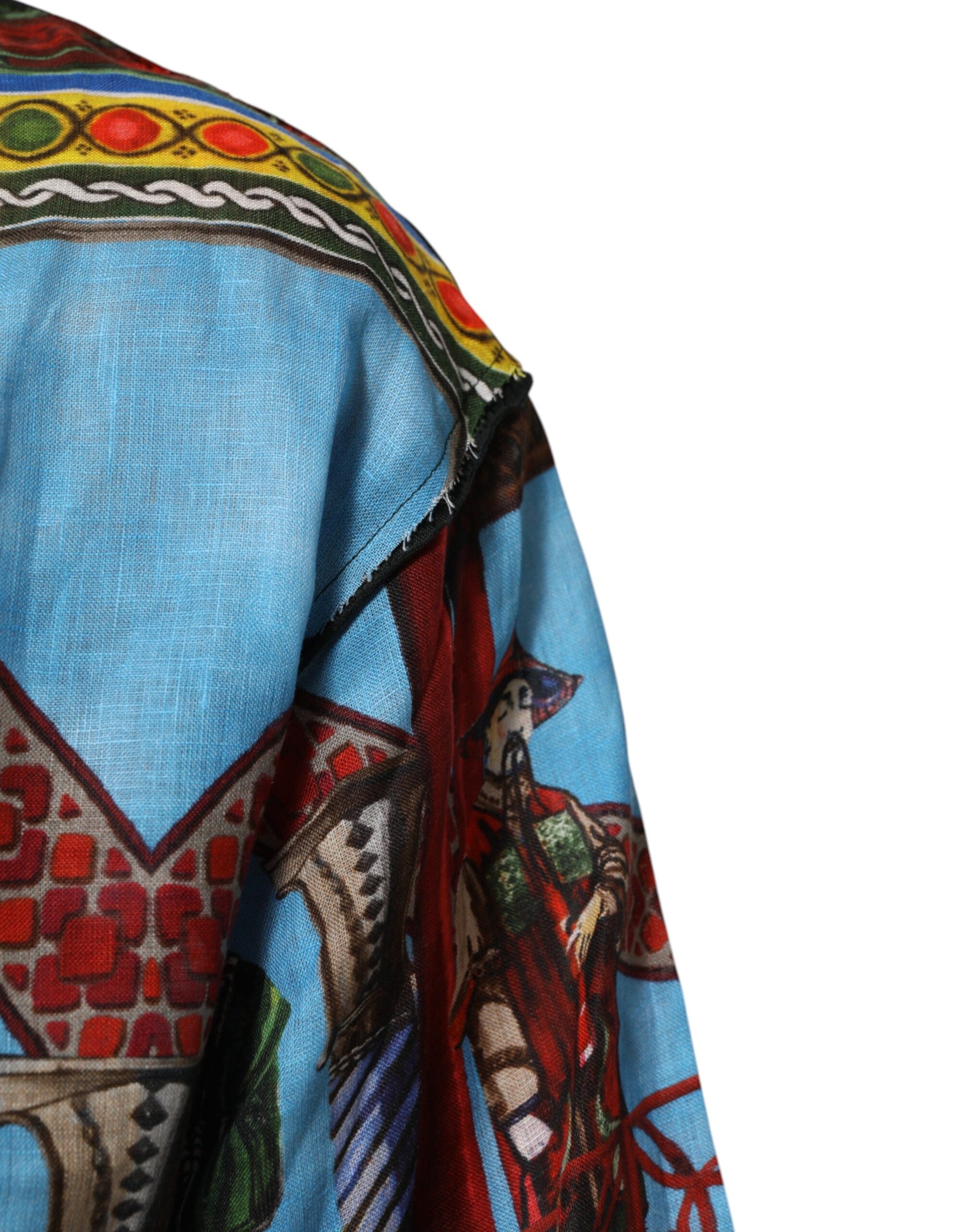 Dolce & Gabbana Multicolor Cotton Linen Temple Print T-shirt