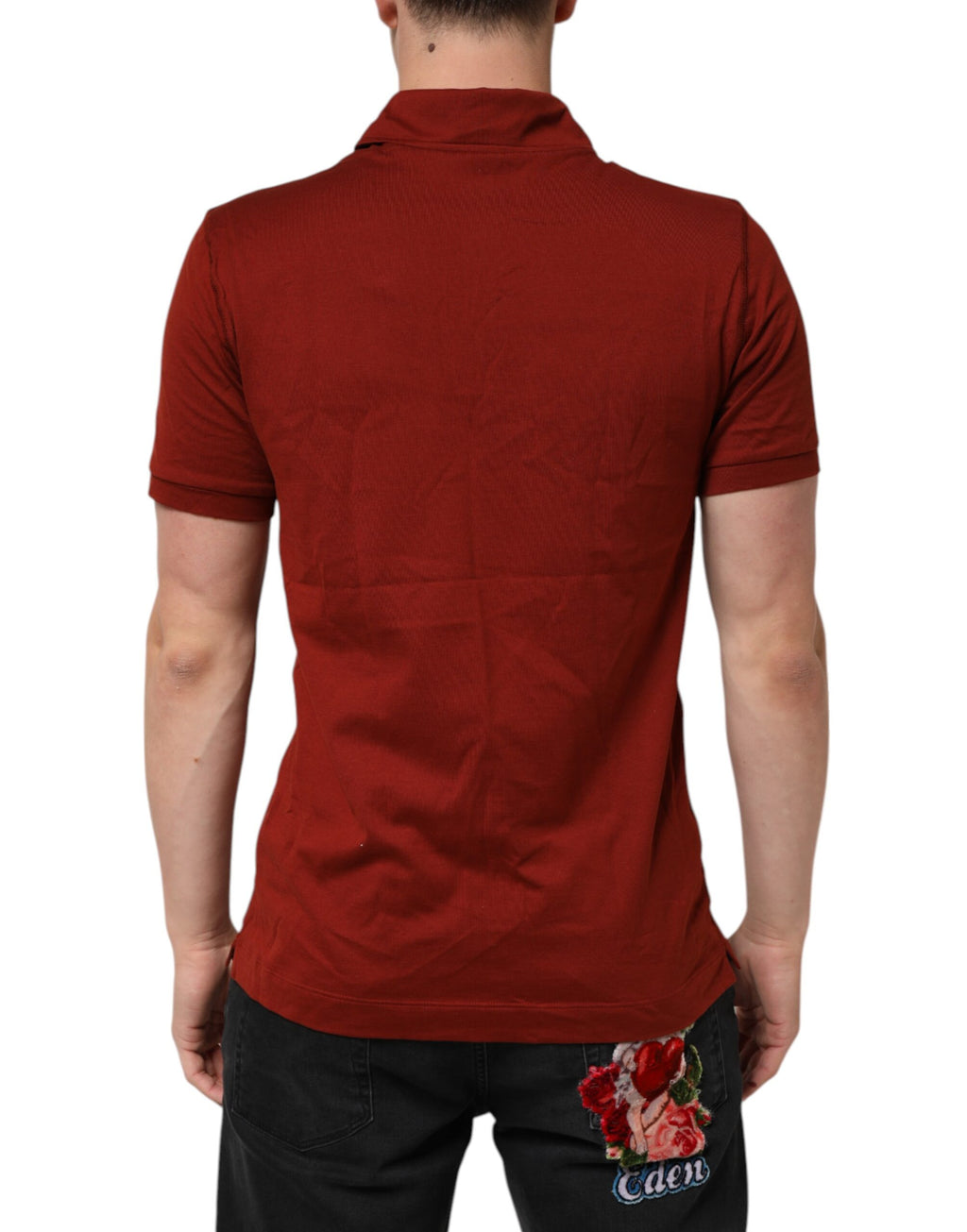 Dolce & Gabbana Red Cotton DG Logo Collared Men Polo T-shirt