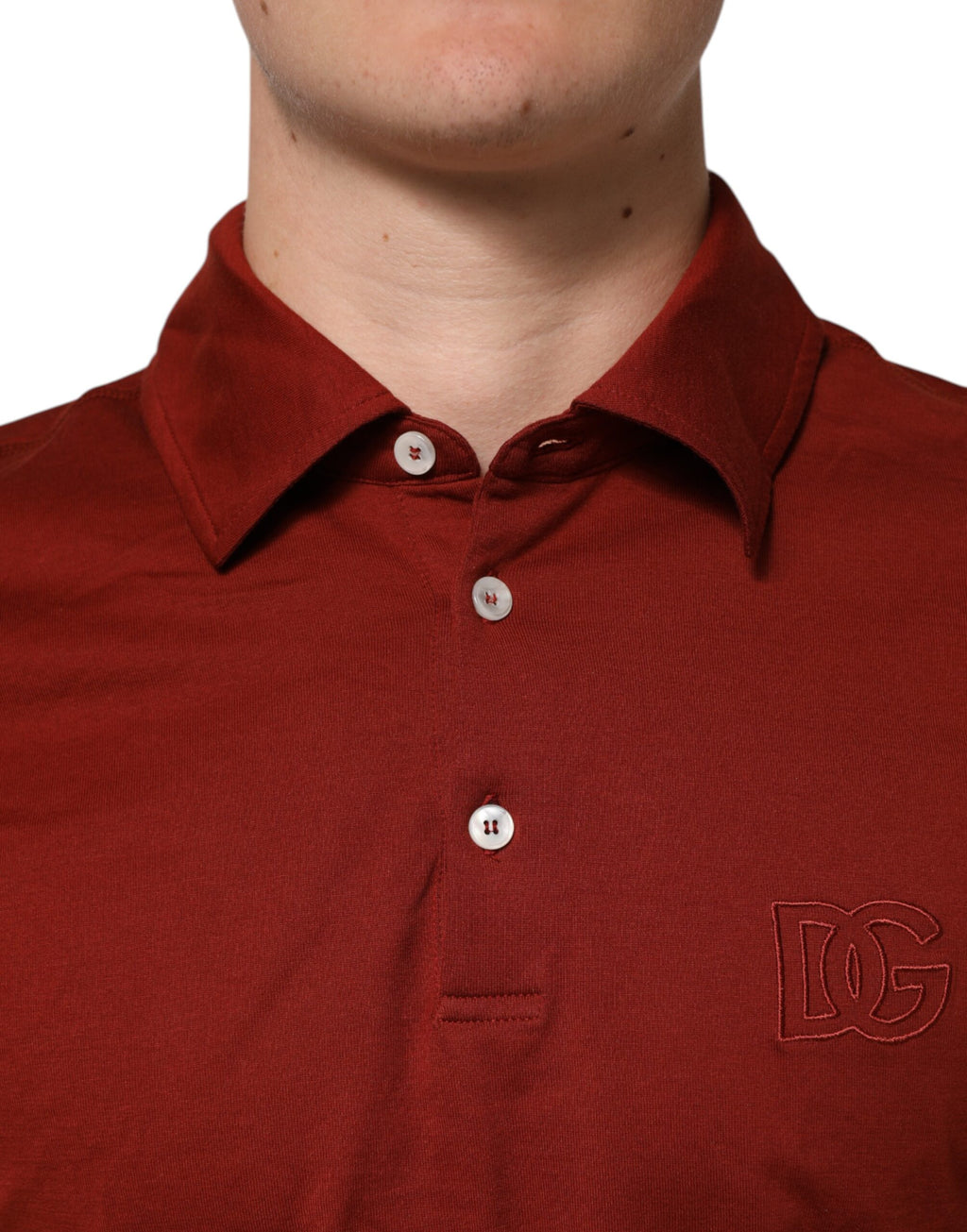 Dolce & Gabbana Red Cotton DG Logo Collared Men Polo T-shirt