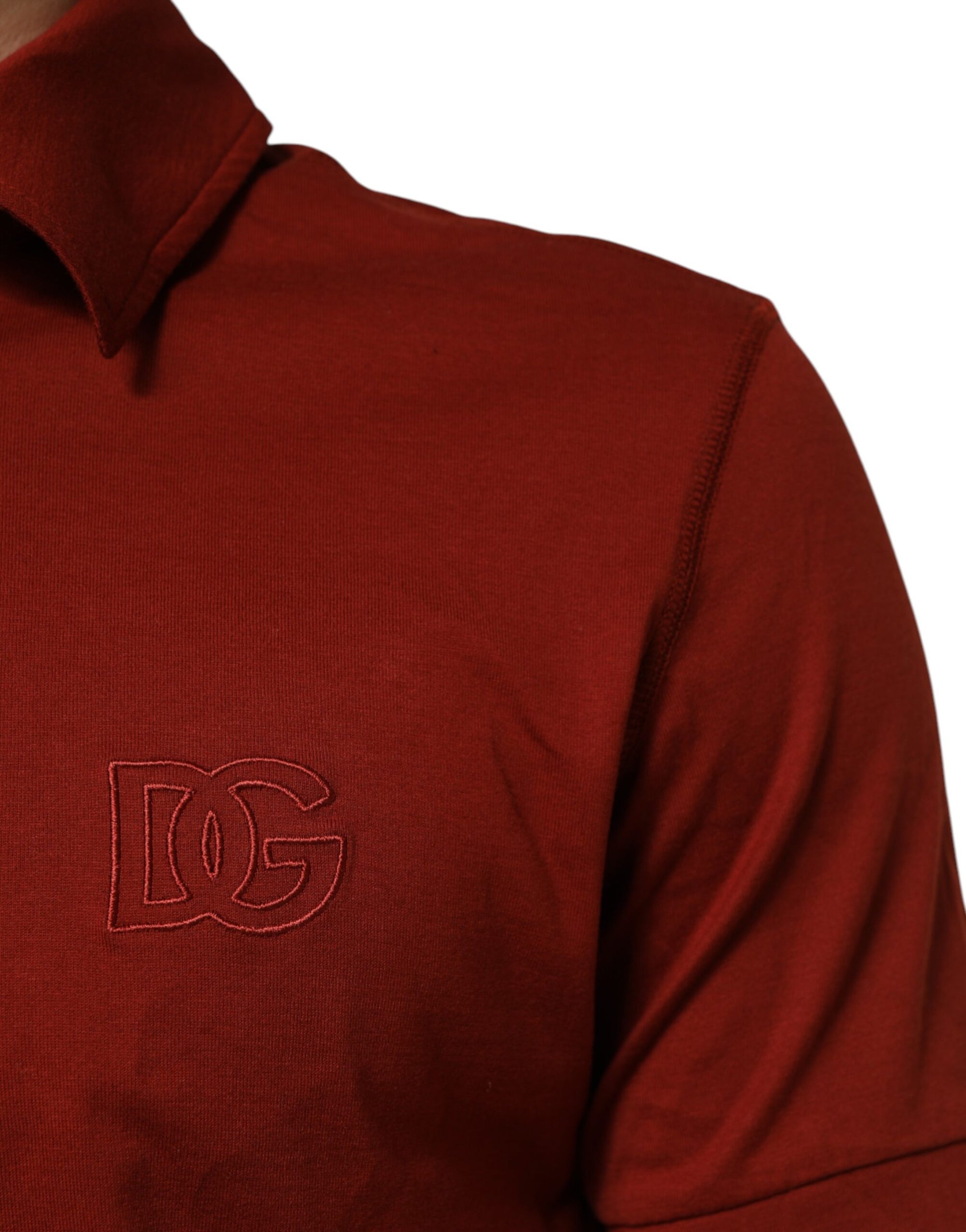 Dolce & Gabbana Red Cotton DG Logo Collared Men Polo T-shirt