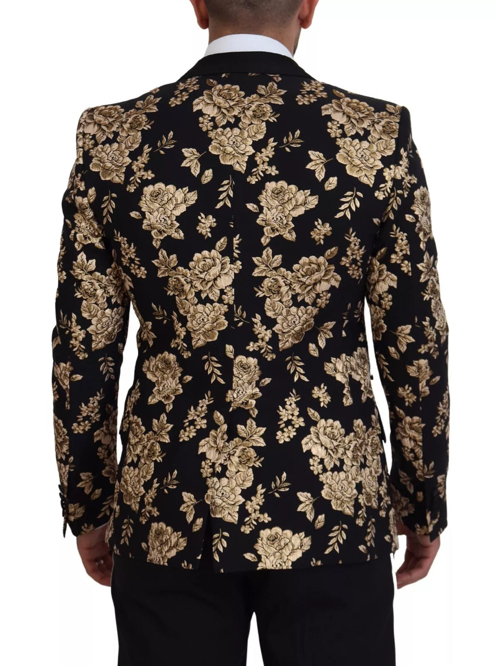 Dolce & Gabbana Gold Black Floral Embroidered Jacket Blazer