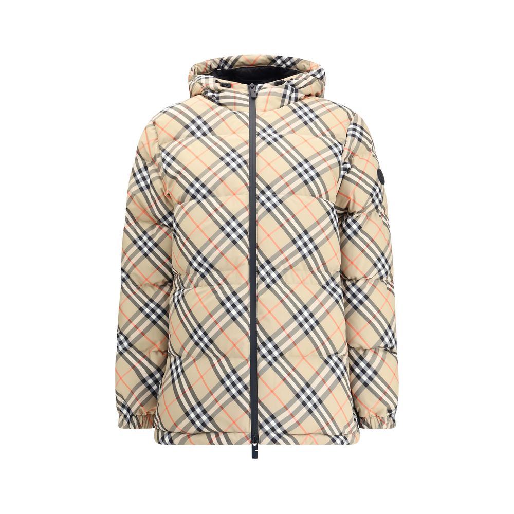 Burberry Hooded Check Down Jacket