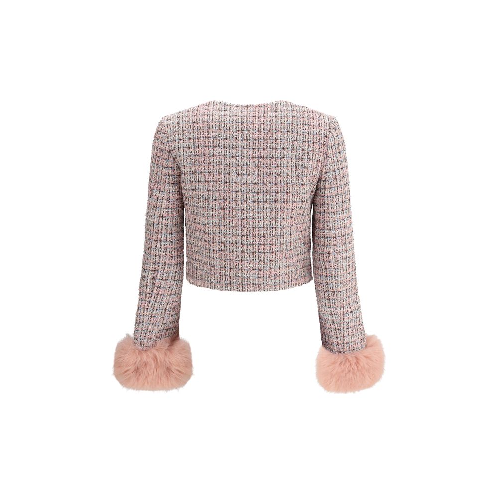 Self-Portrait Bouclé fur cuffed Jacket