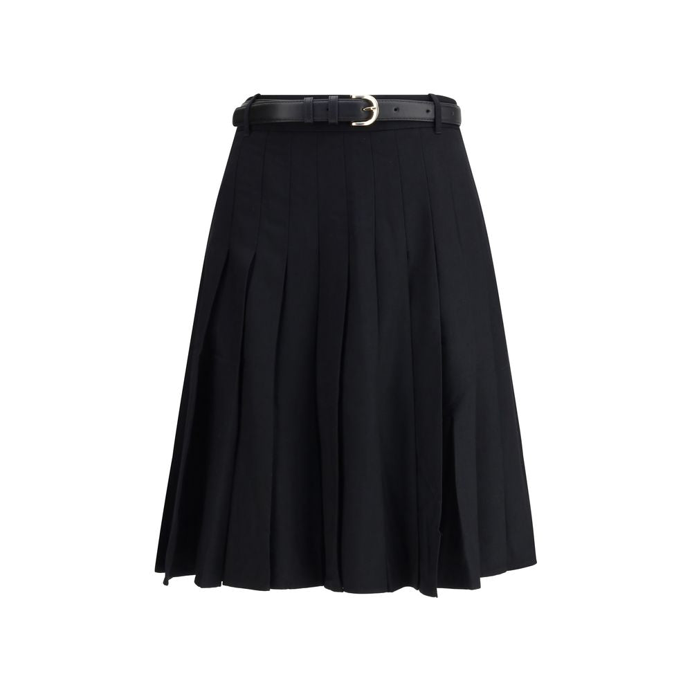 Self-Portrait Pleated twill midi skirt