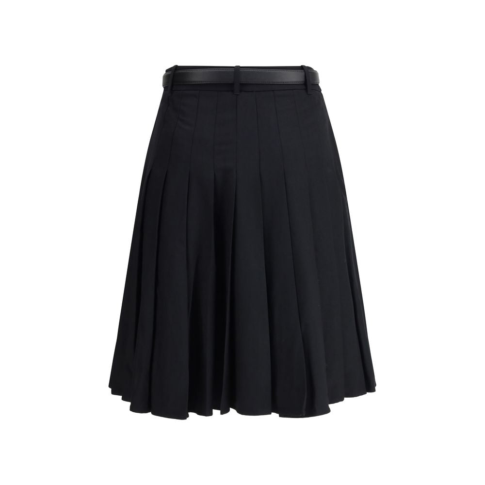 Self-Portrait Pleated twill midi skirt
