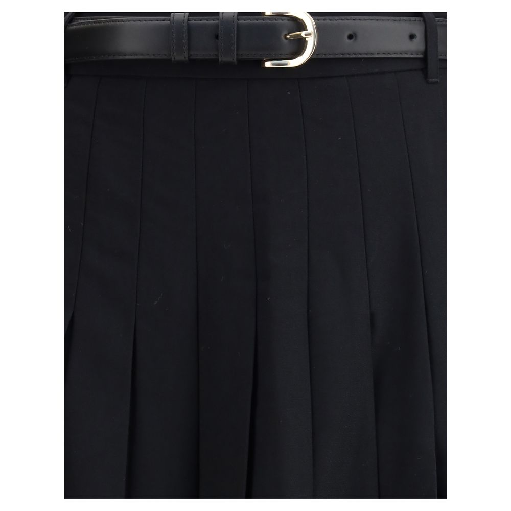 Self-Portrait Pleated twill midi skirt