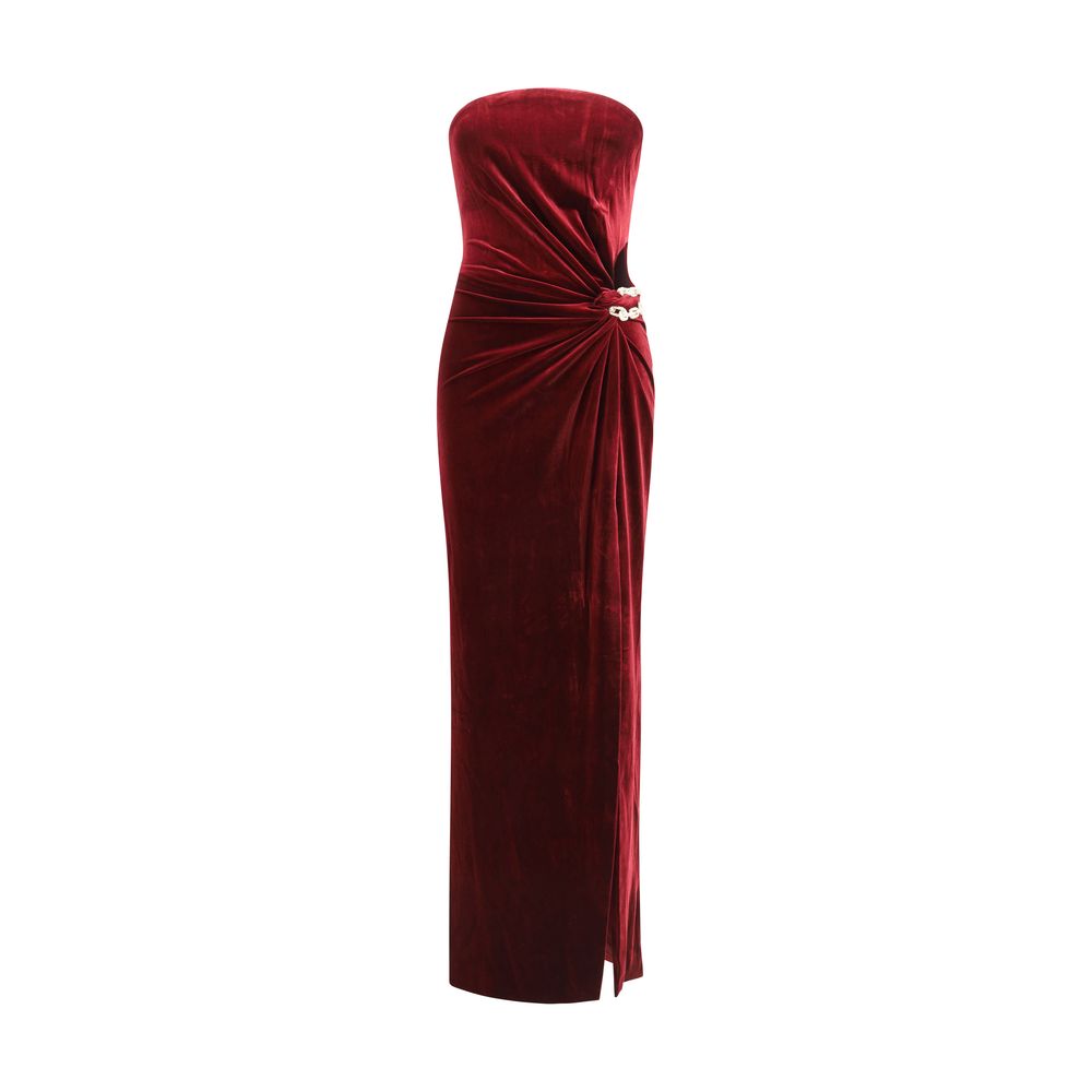 Self-Portrait Velvet bandeau long Dress