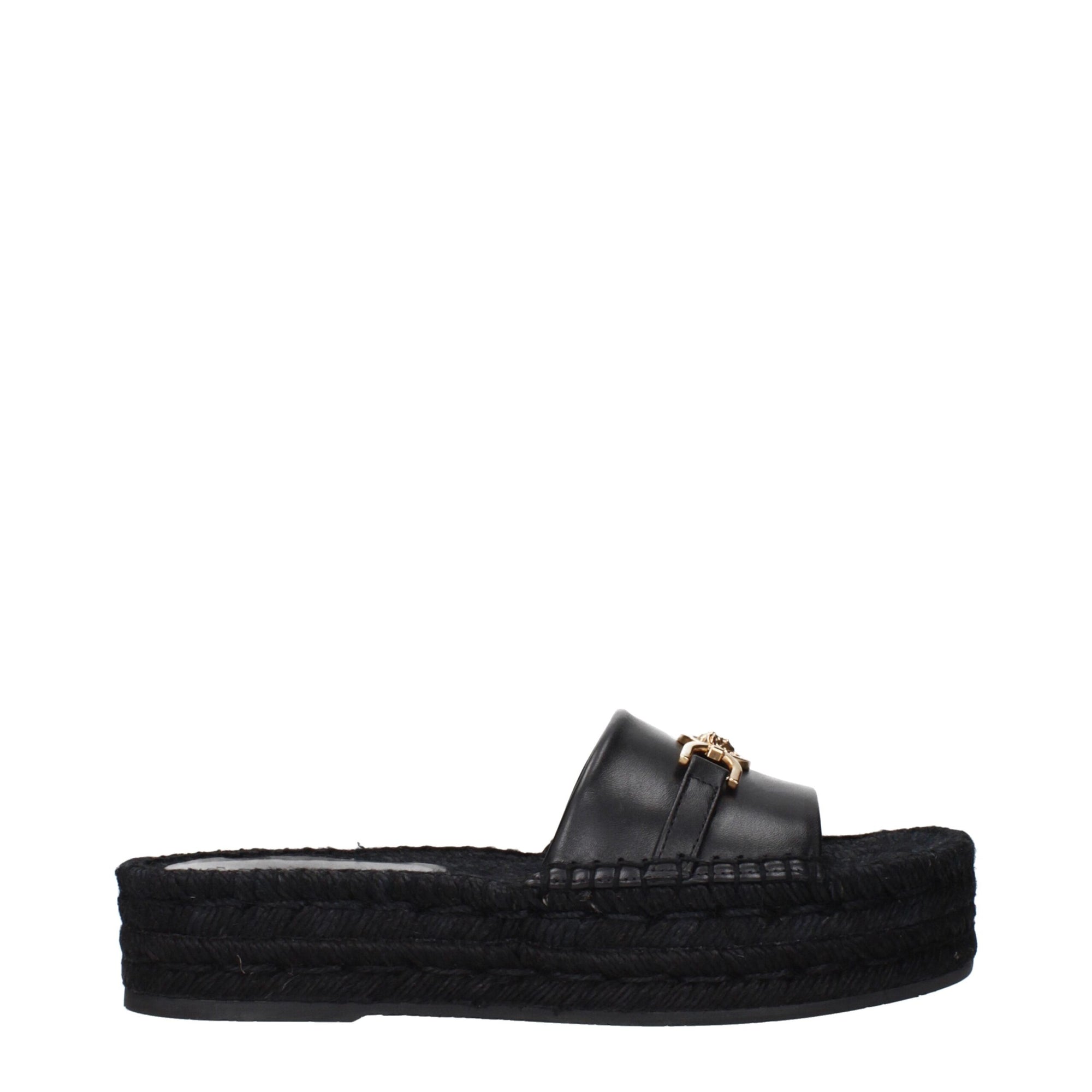 Versace Black Leather Slippers Sandals
