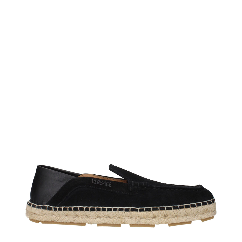 Versace Black Leather Espadrilles