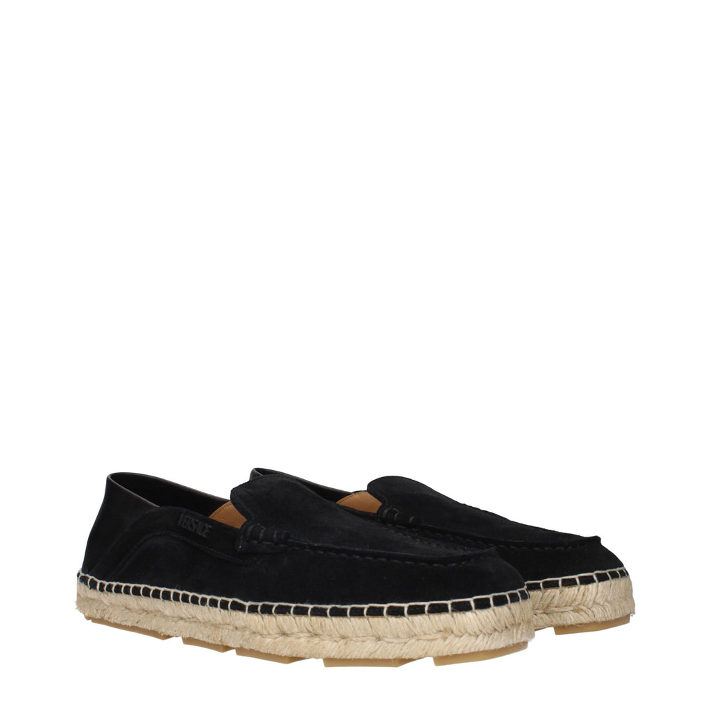 Versace Black Leather Espadrilles