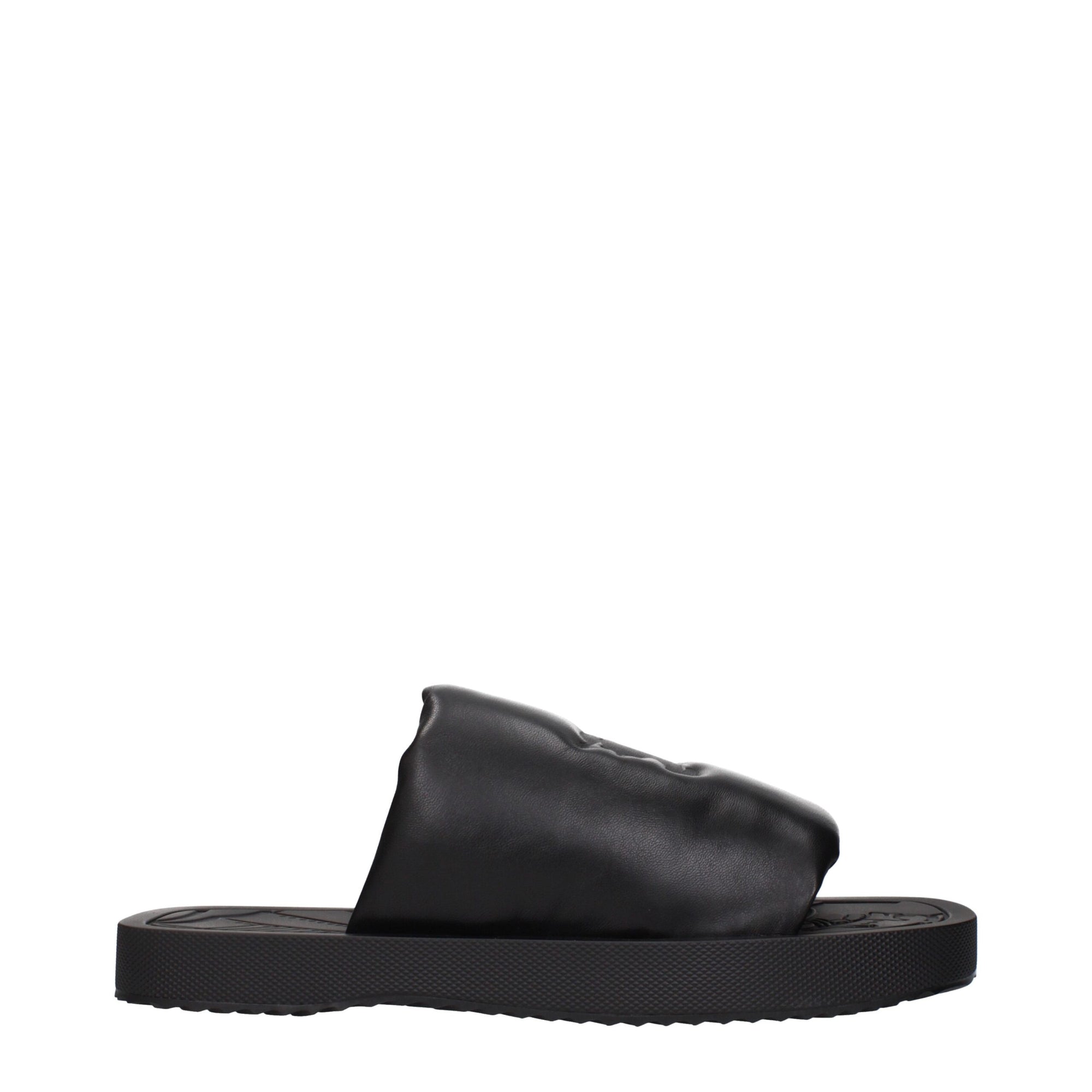 Burberry Black Leather Slippers Sandals