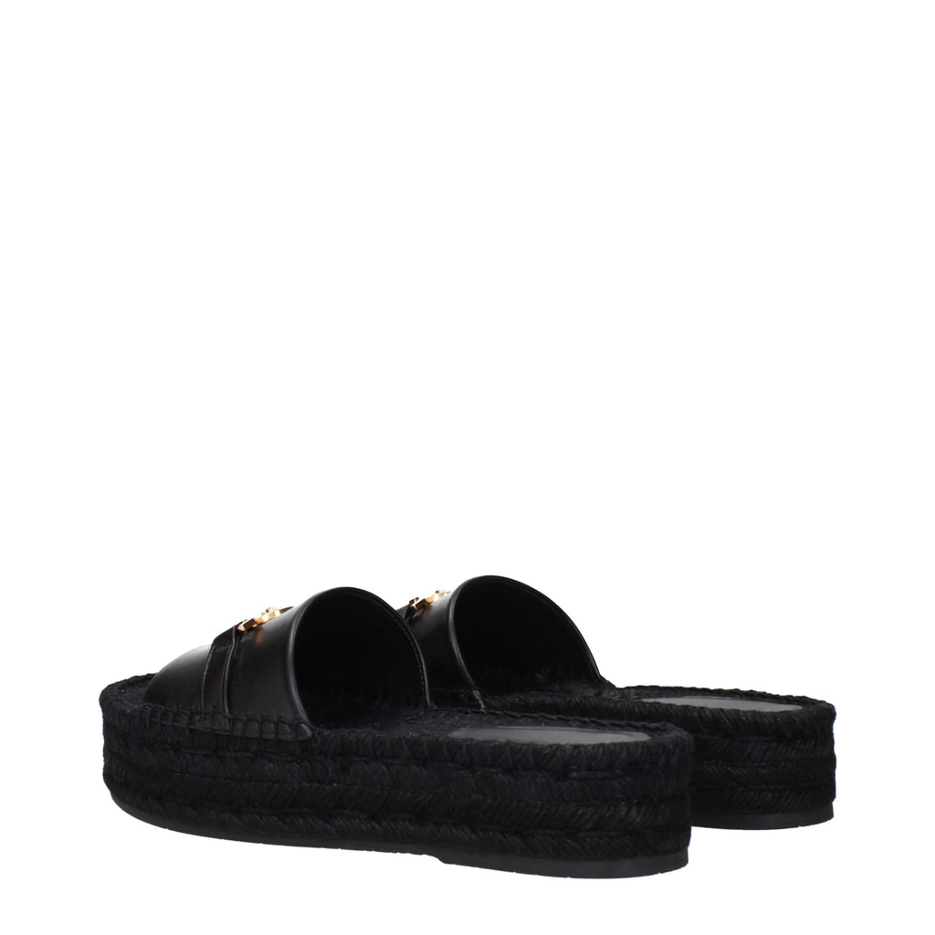 Versace Black Leather Slippers Sandals