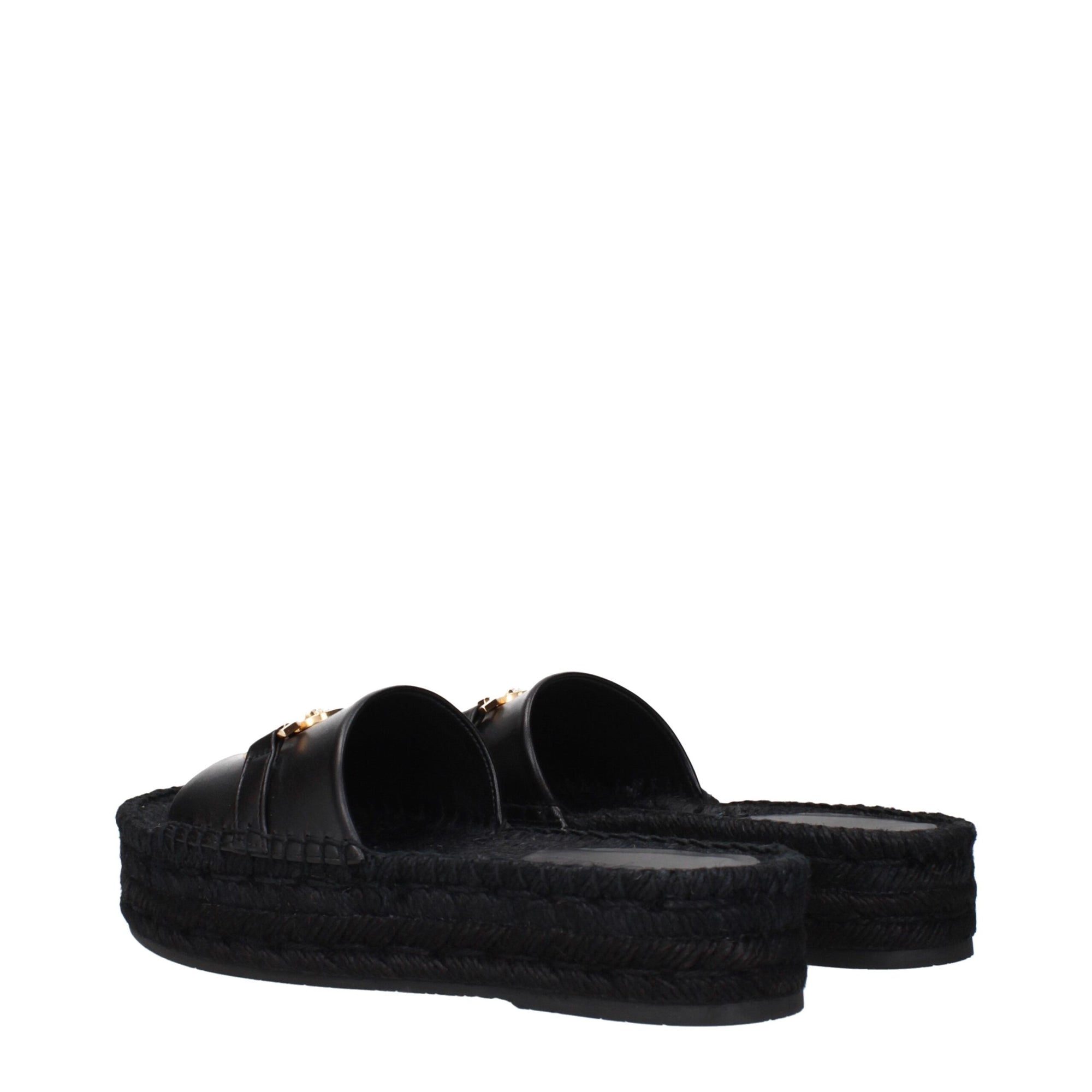 Versace Black Leather Slippers Sandals