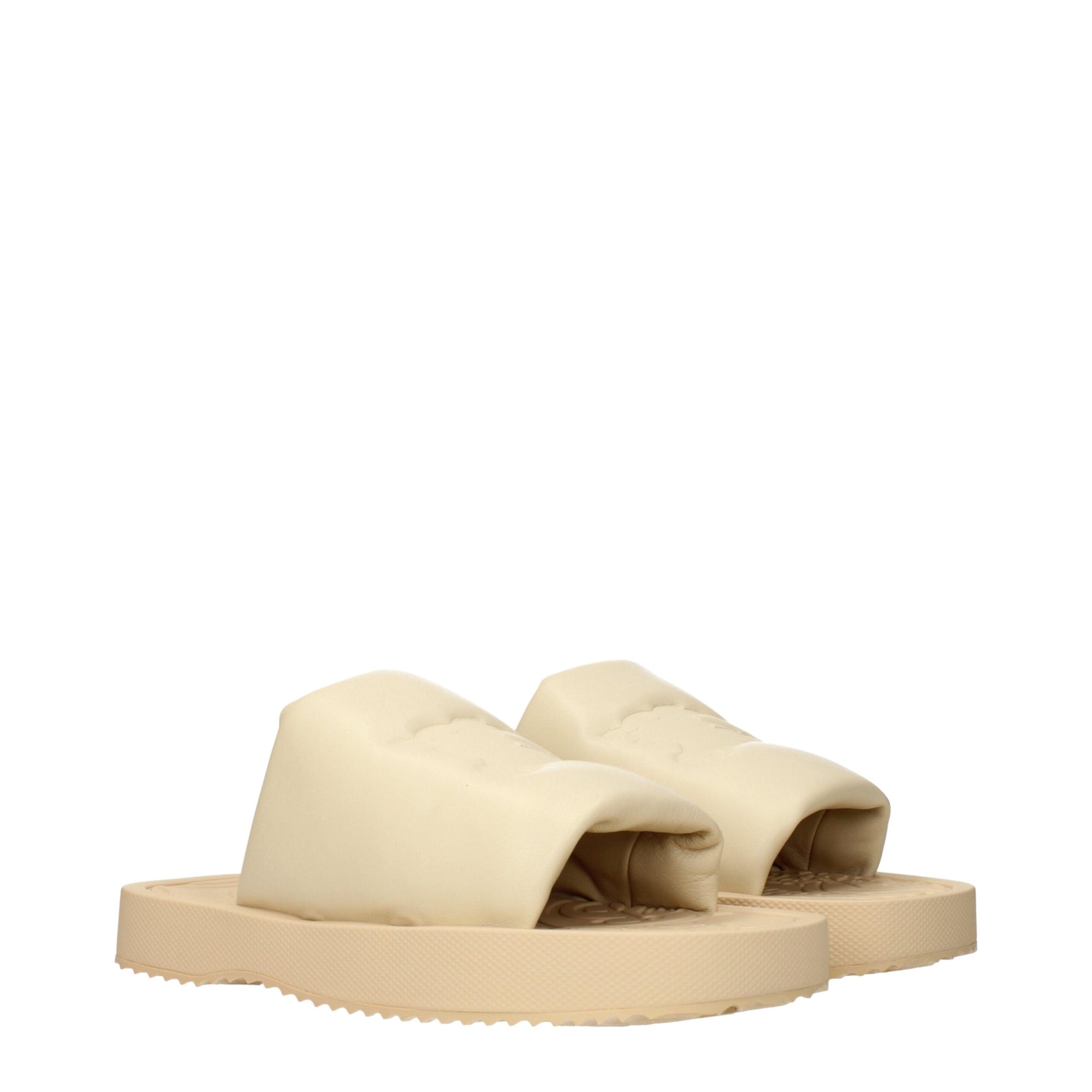 Burberry Beige Leather Slippers Sandals