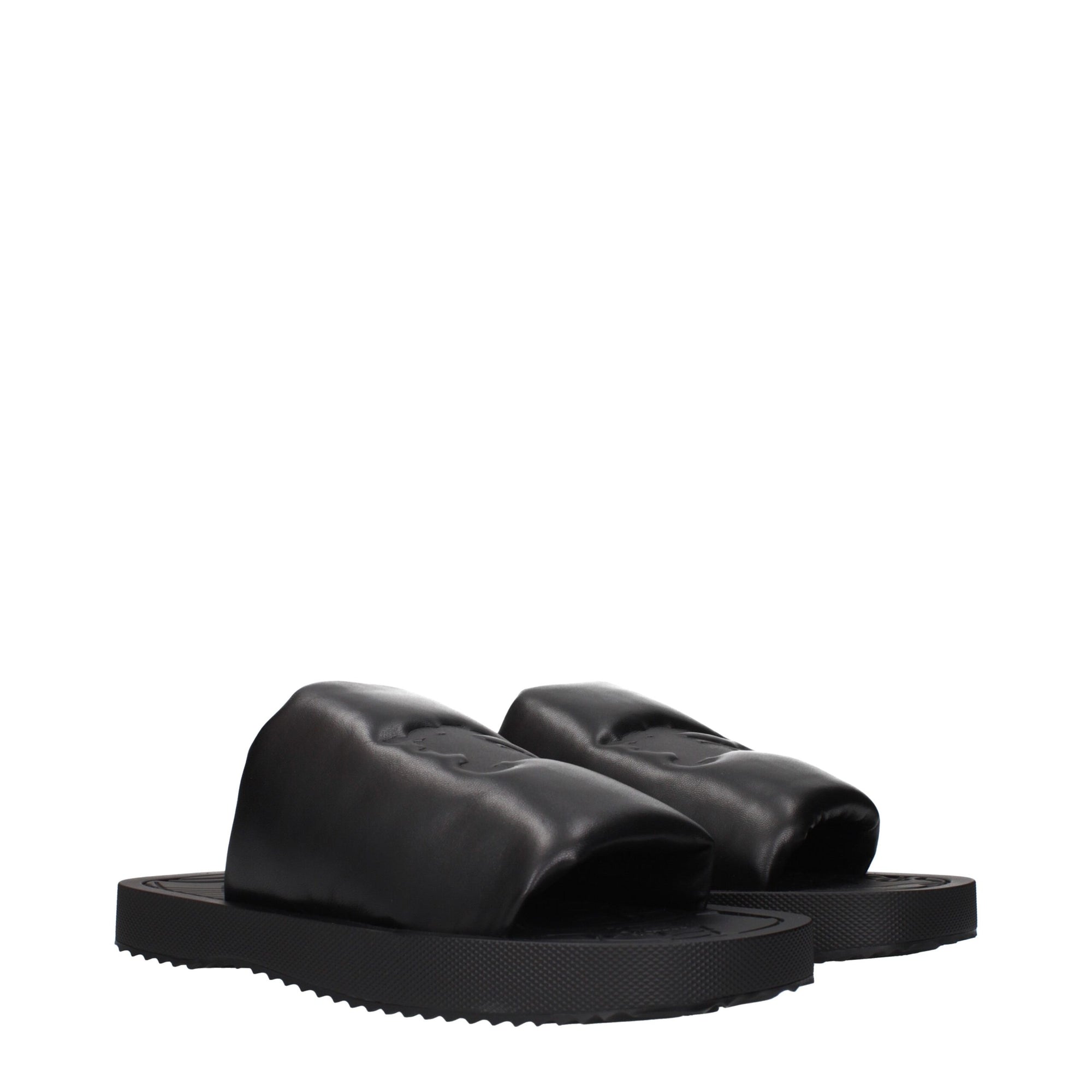Burberry Black Leather Slippers Sandals