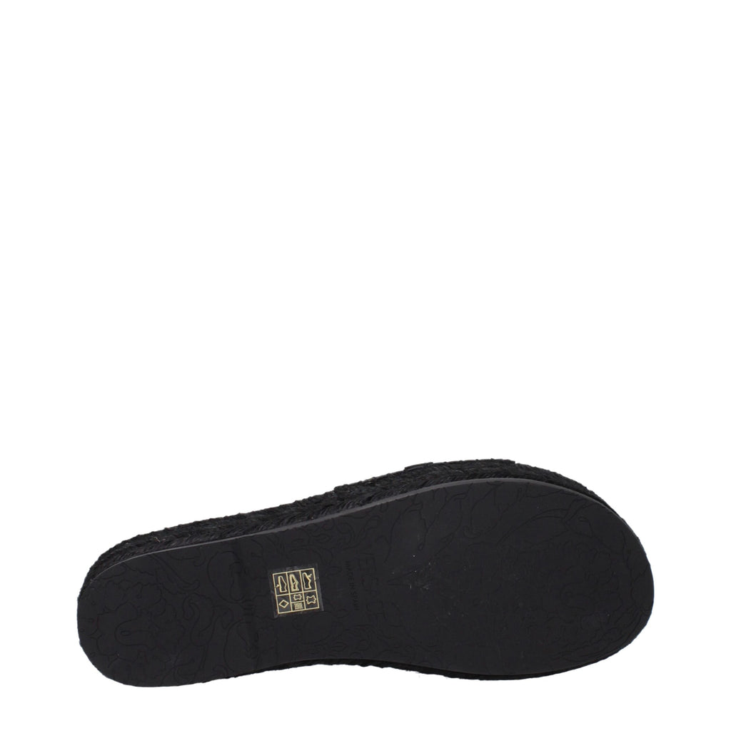 Versace Black Leather Slippers Sandals