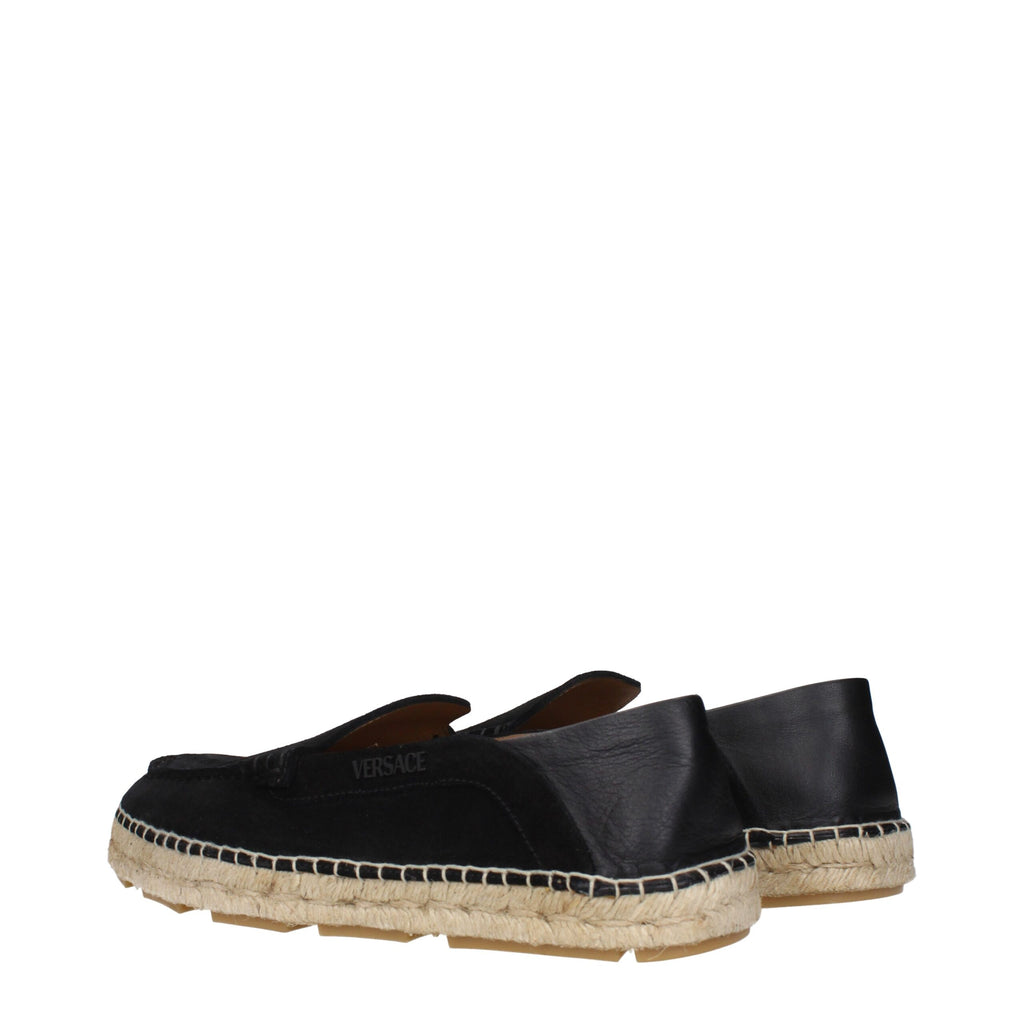 Versace Black Leather Espadrilles