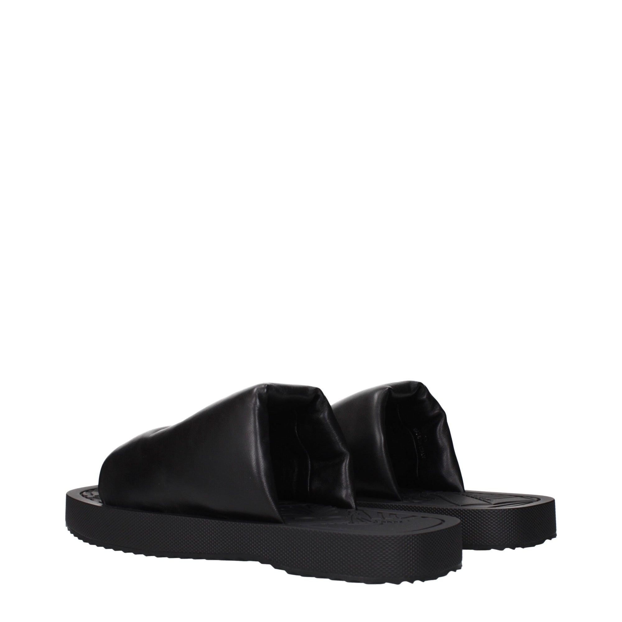 Burberry Black Leather Slippers Sandals