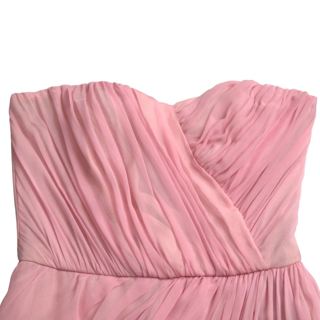 Dolce & Gabbana Pink Silk Strapless Maxi A-line Gown Dress