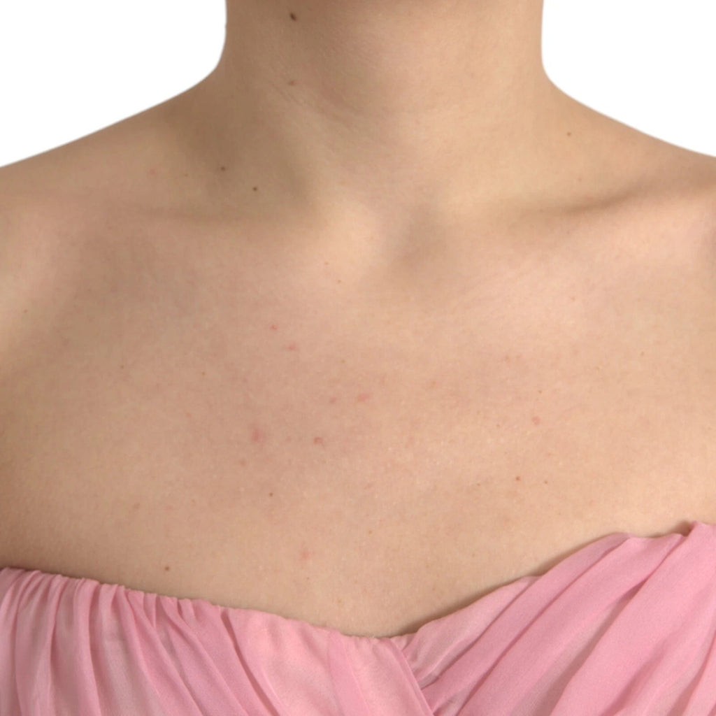 Dolce & Gabbana Pink Silk Strapless Maxi A-line Gown Dress