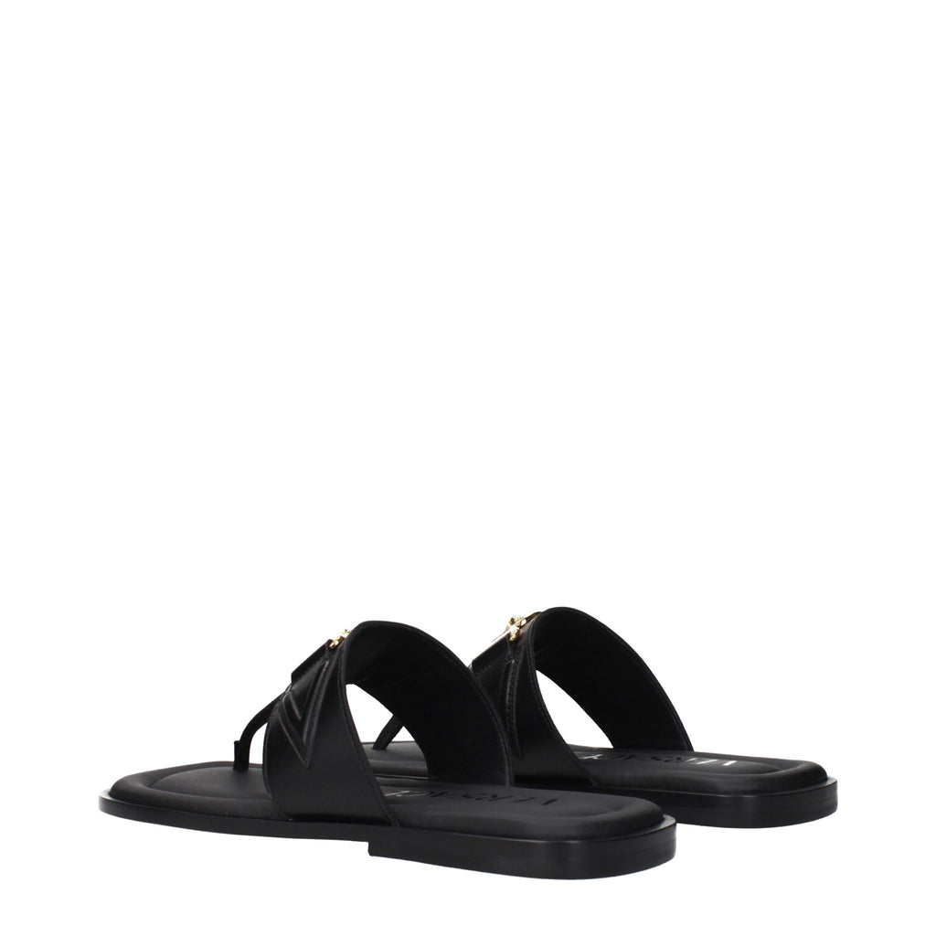 Versace Black Leather Flip-Flop Sandals