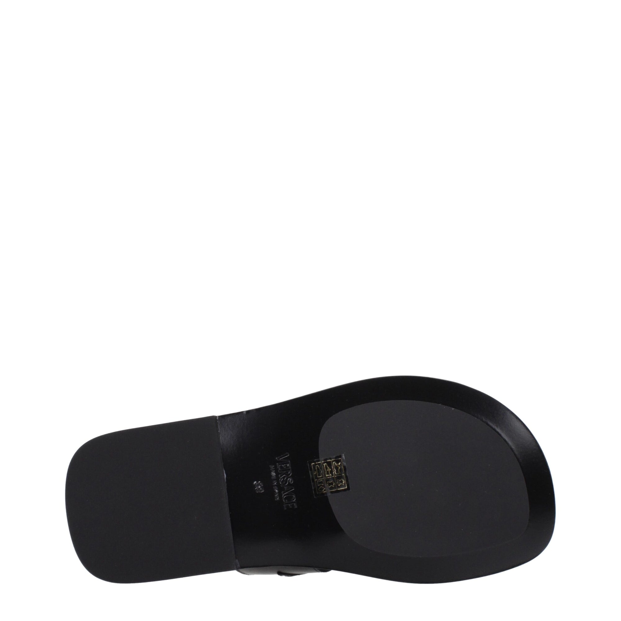 Versace Black Leather Flip-Flop Sandals