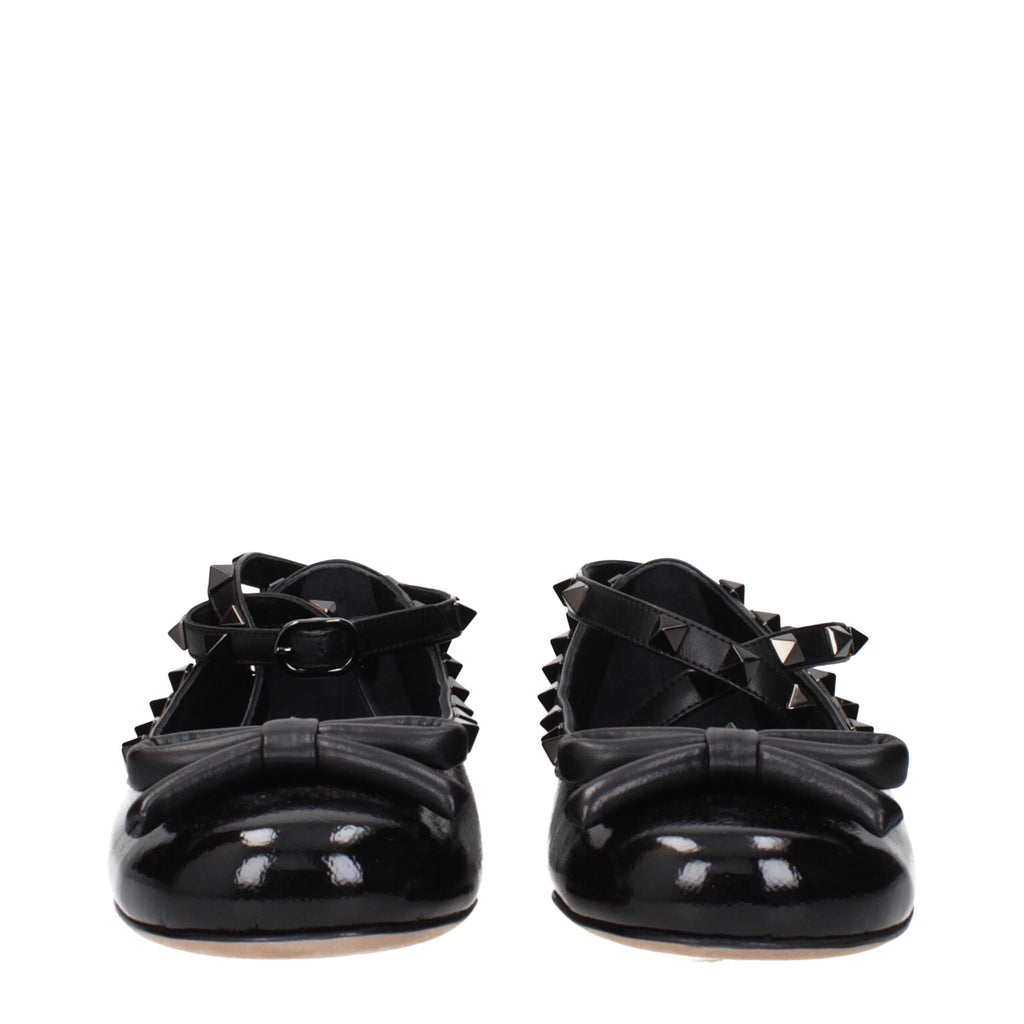 Valentino Garavani Black Leather Ballet Flats
