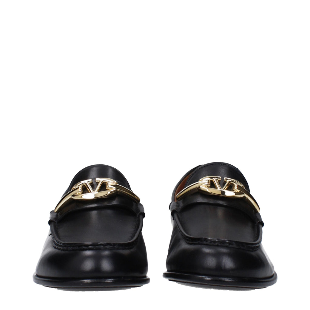 Valentino Garavani Black Leather Slip-On Loafers